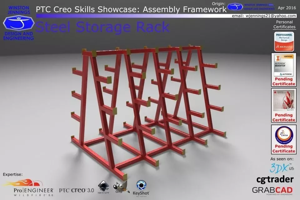 PTC Creo Skills Showcase Steel Storage Rack Free 3D model