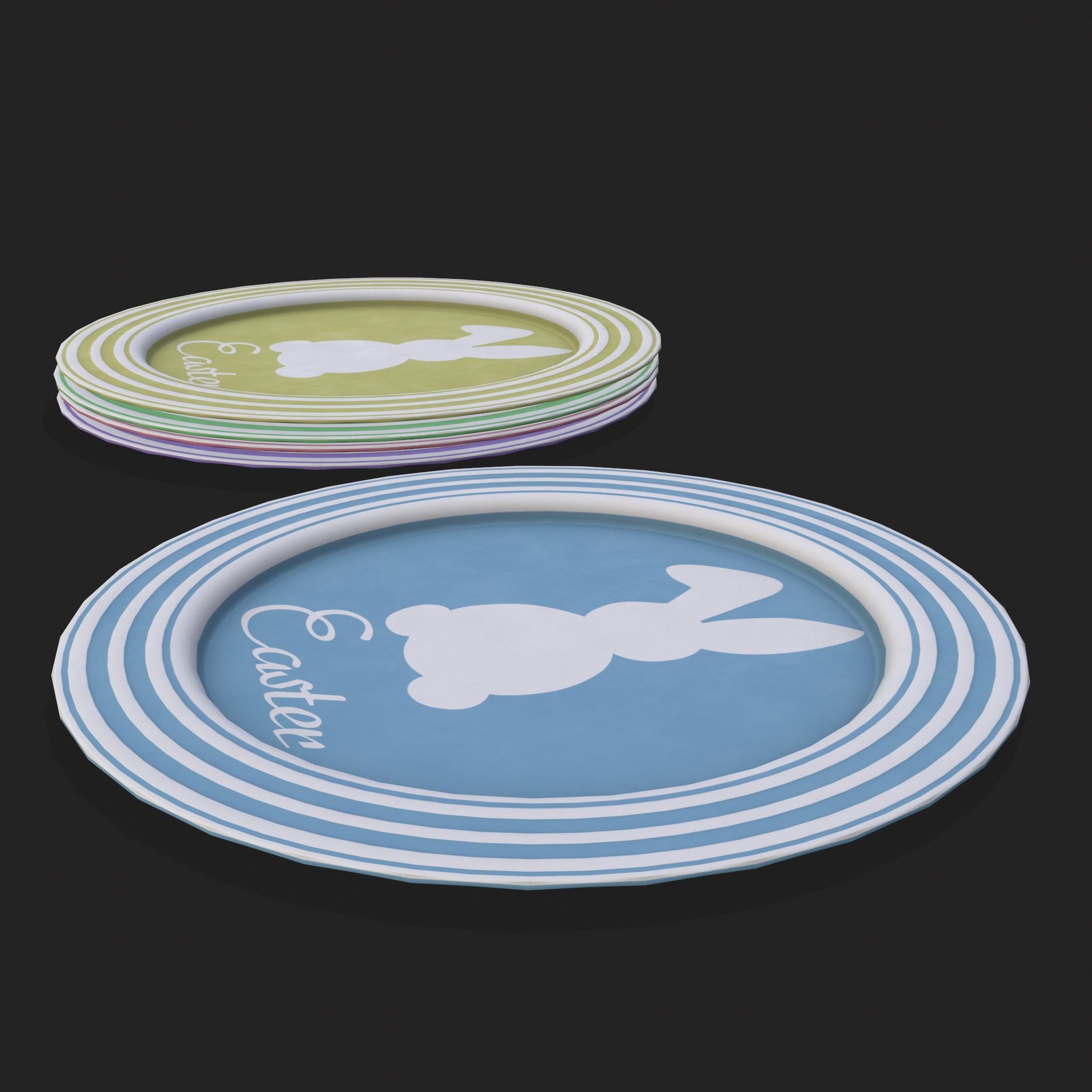 Easter Plates Low-poly 3D model_15