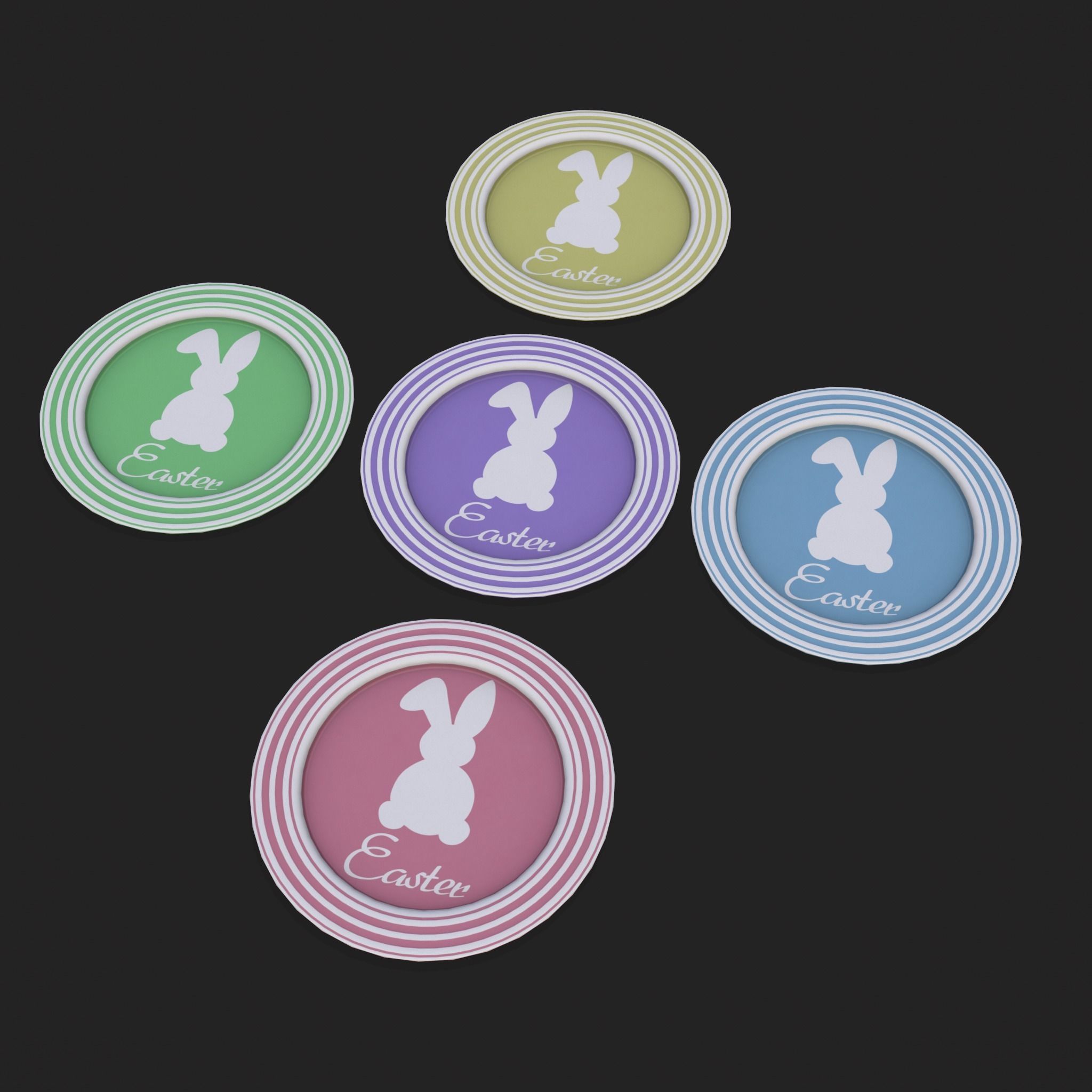 Easter Plates Low-poly 3D model_21