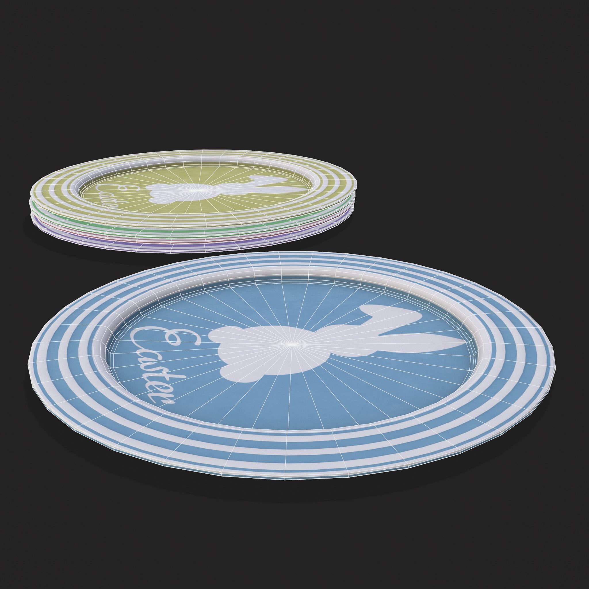 Easter Plates Low-poly 3D model_16