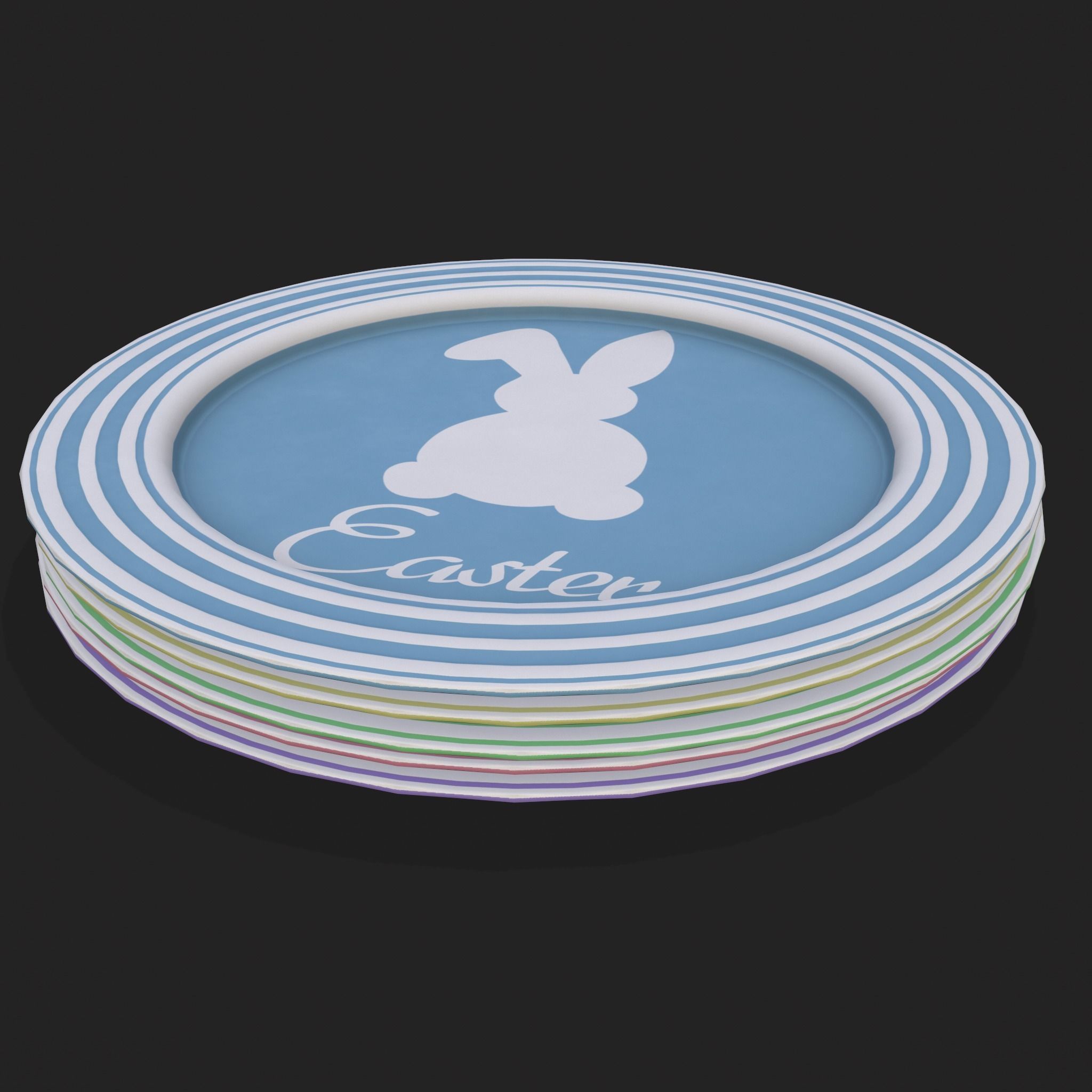 Easter Plates Low-poly 3D model_17