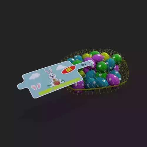 Classic Chocolate Foil Balls in Net Low-poly 3D model