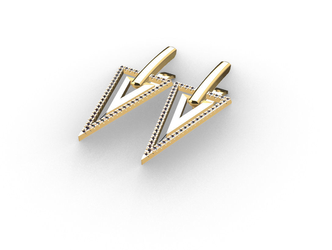 Triangle earring 3D print model_7