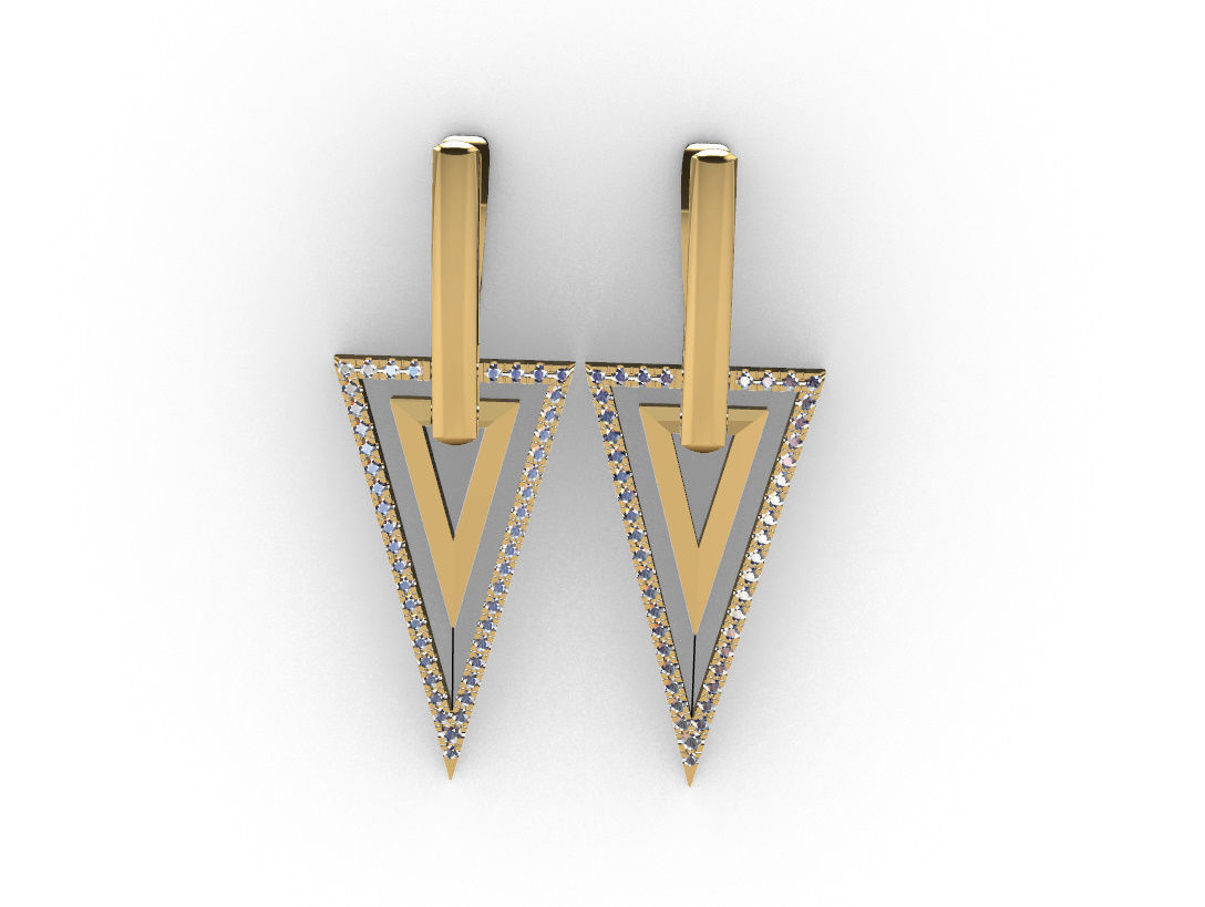 Triangle earring 3D print model_8