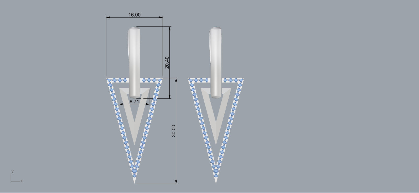 Triangle earring 3D print model_15