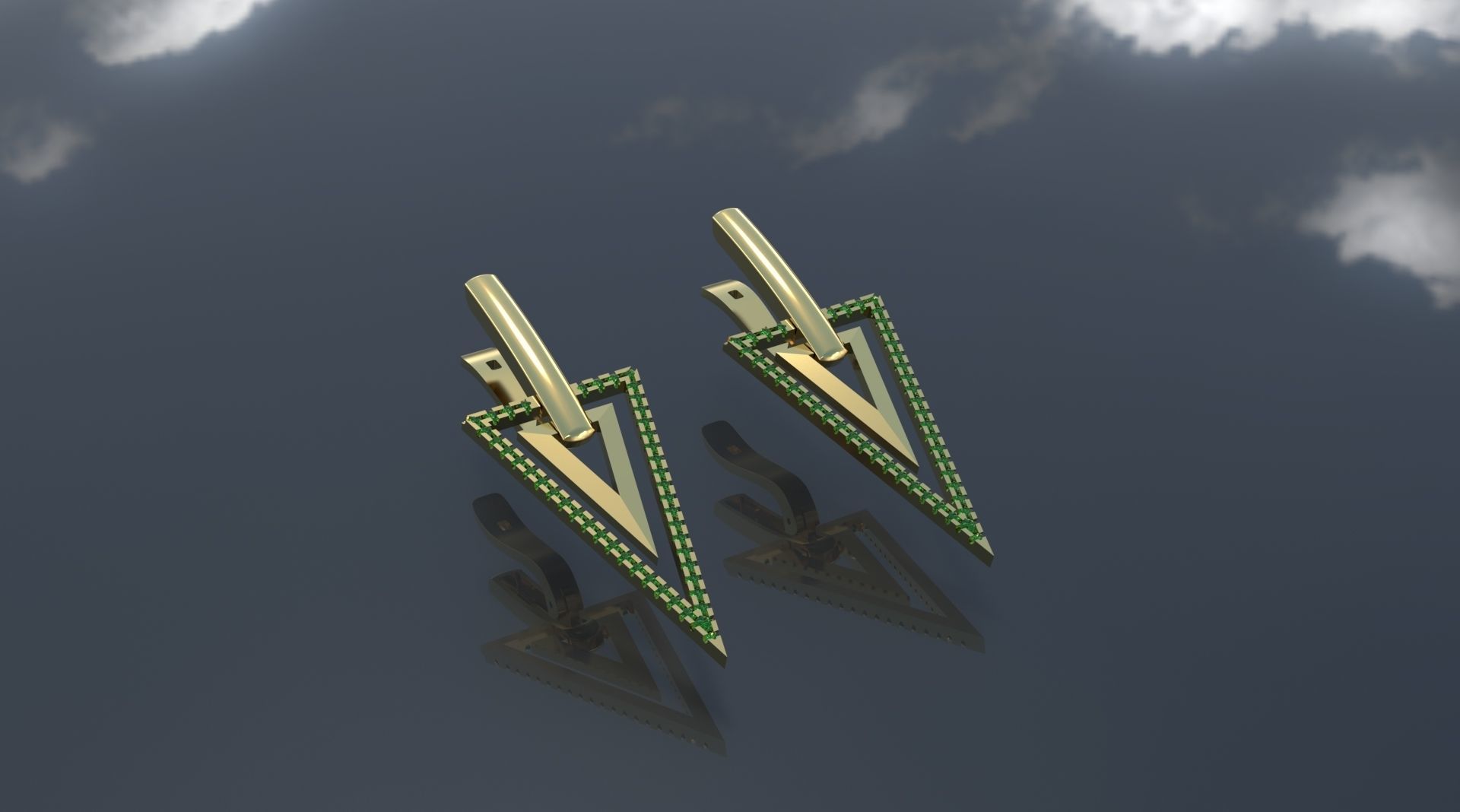 Triangle earring 3D print model_2