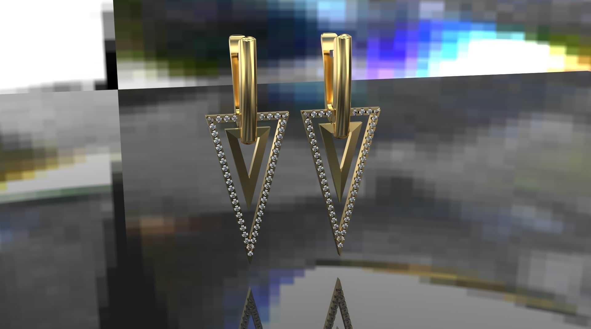 Triangle earring 3D print model_3