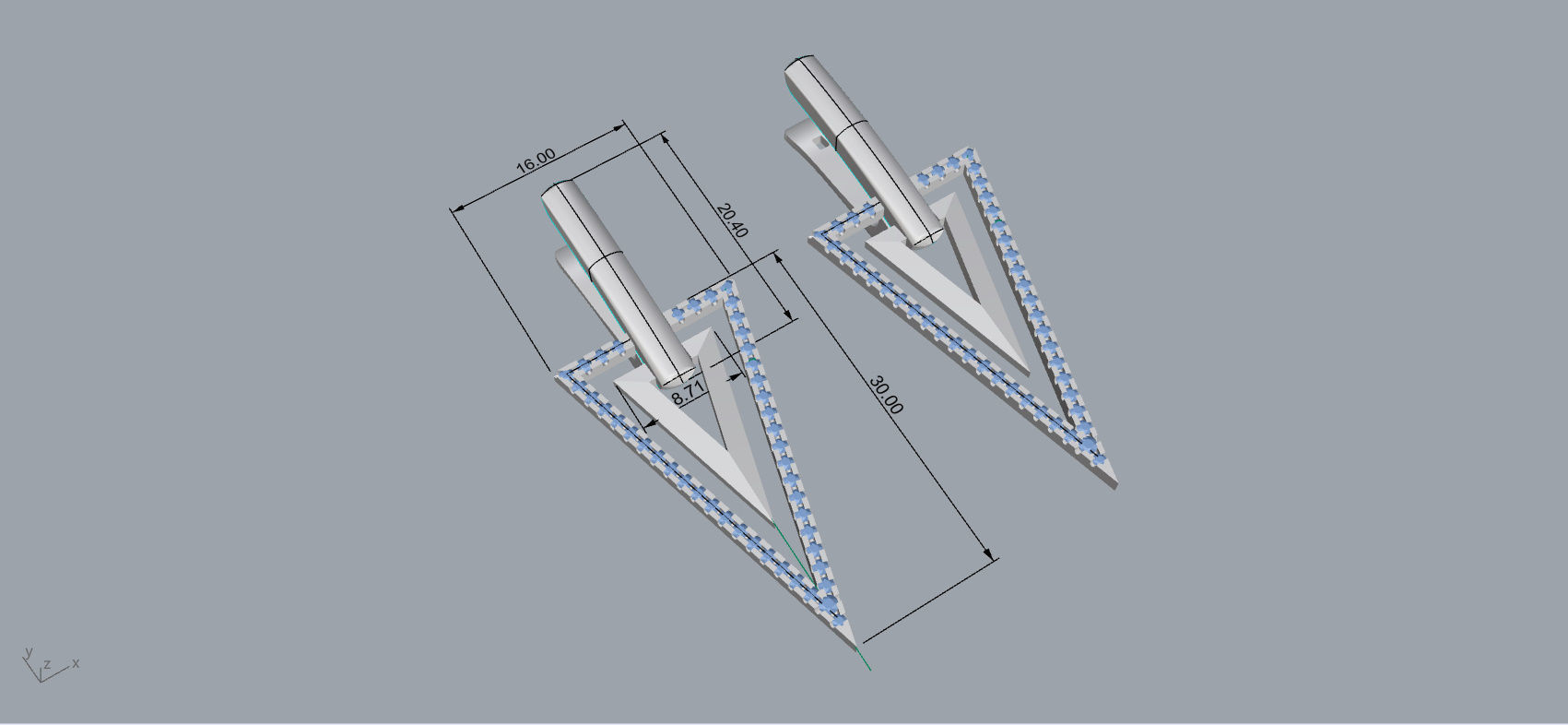 Triangle earring 3D print model_16