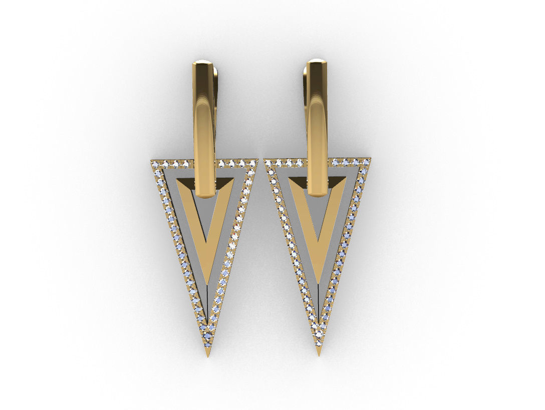 Triangle earring 3D print model_5