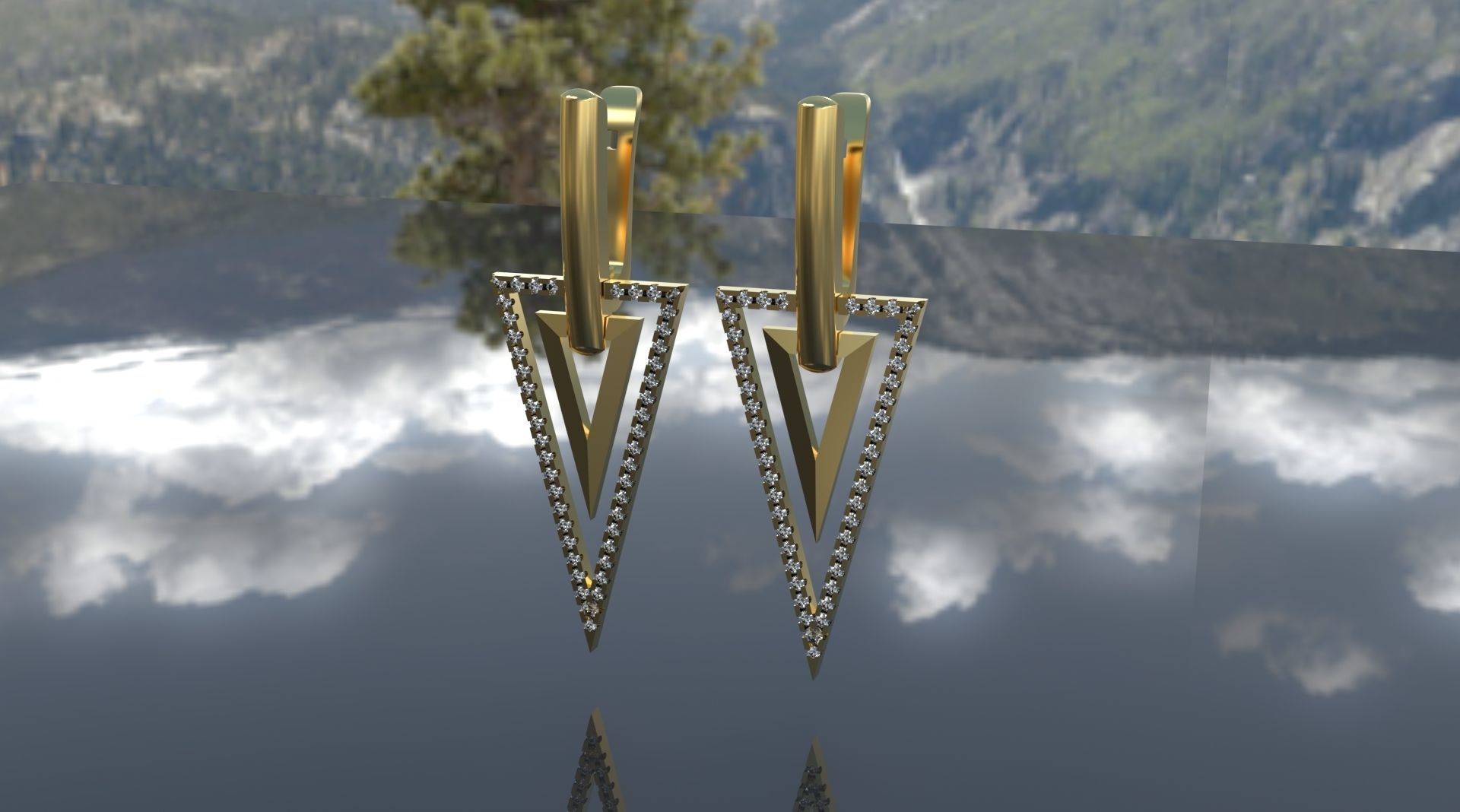 Triangle earring 3D print model_1