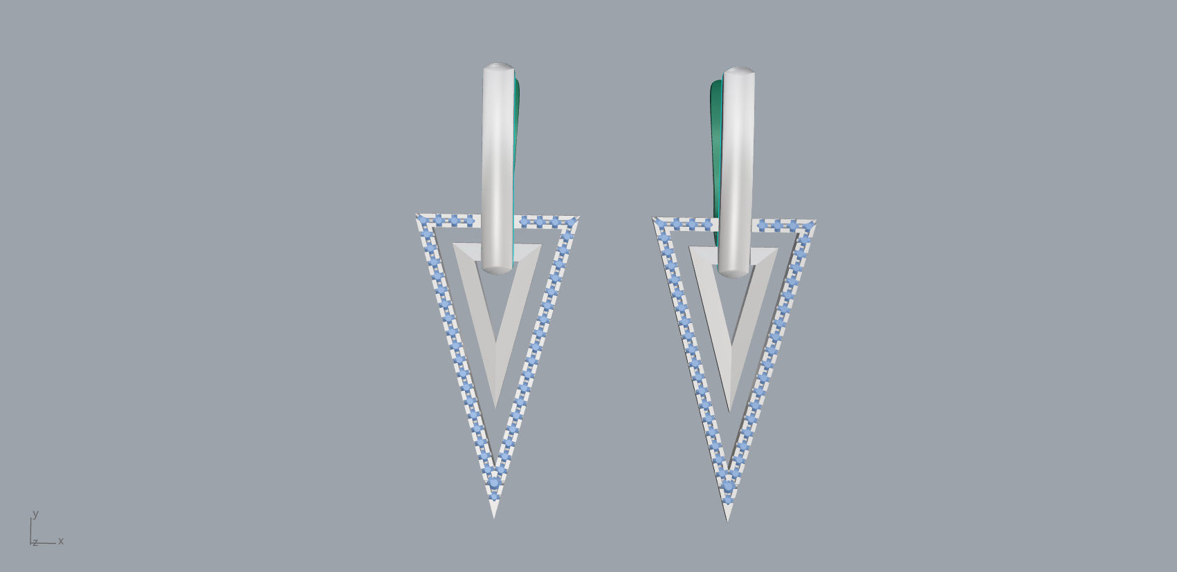 Triangle earring 3D print model_9