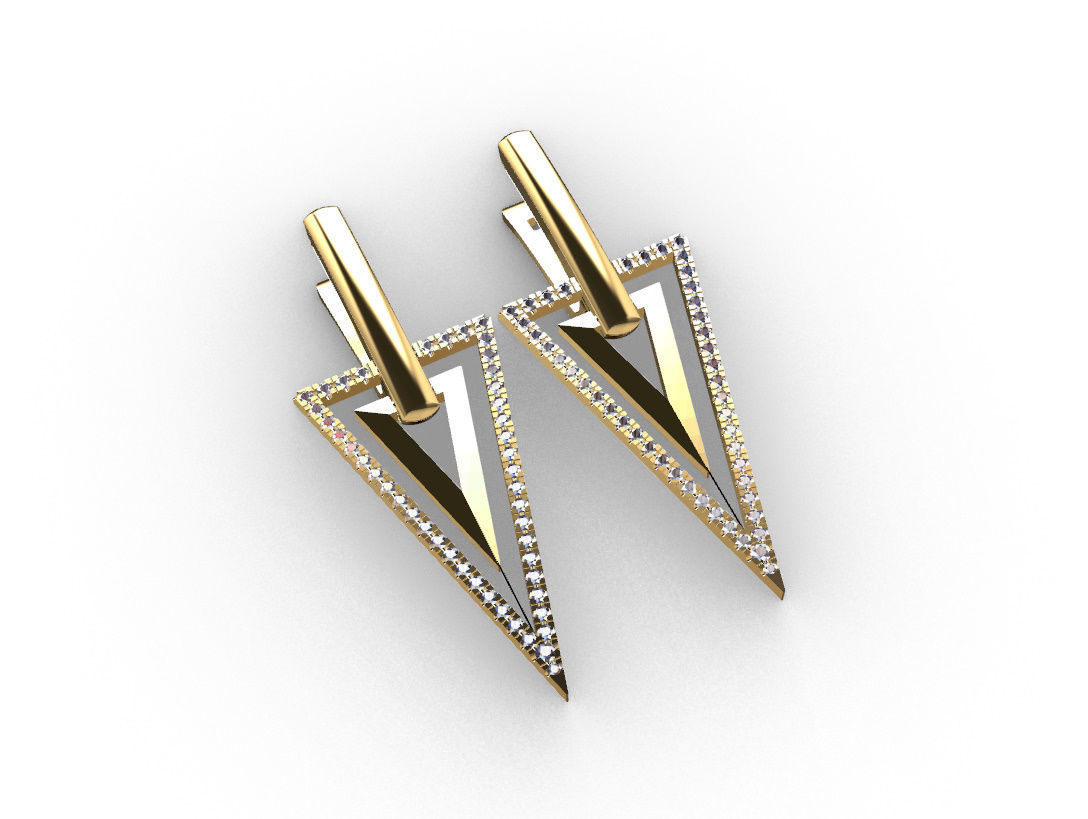 Triangle earring 3D print model_6