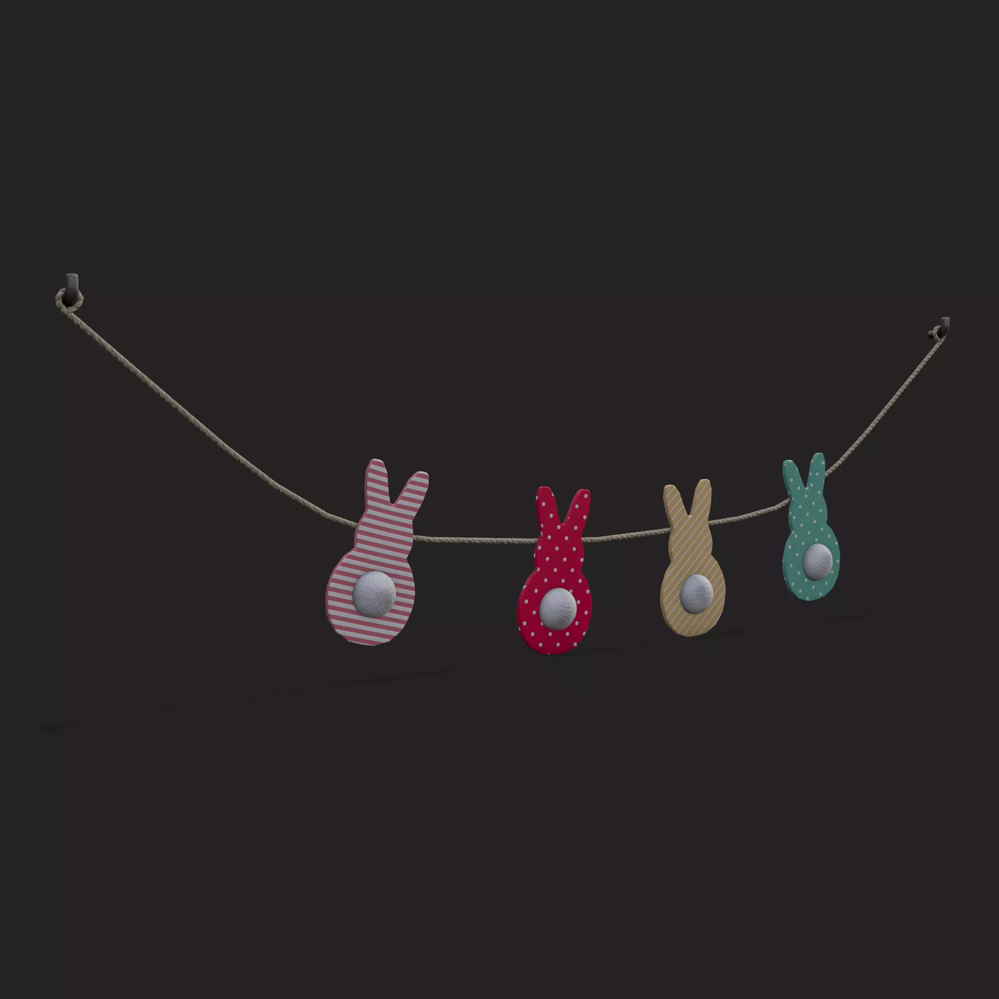 Easter Bunny Garland Low-poly 3D model_0