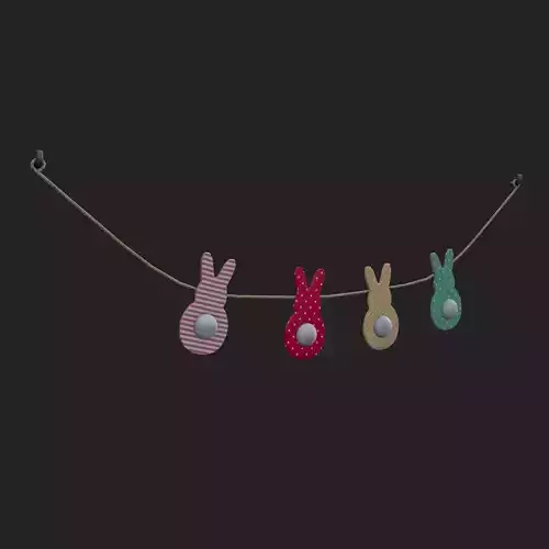 Easter Bunny Garland Low-poly 3D model