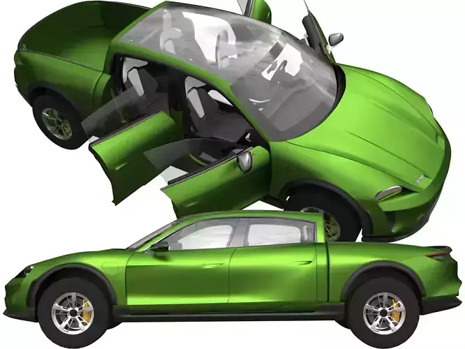 Porsche Taycan Pick-Up Truck Concept green 3D model