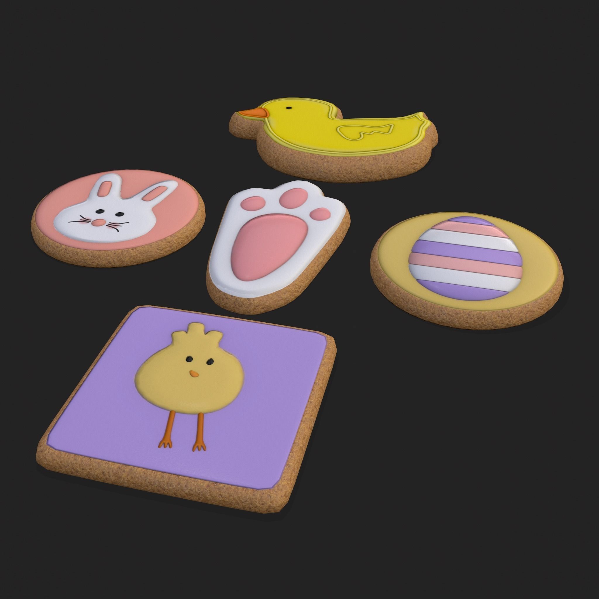 Easter Sugar Cookies Low-poly 3D model_3