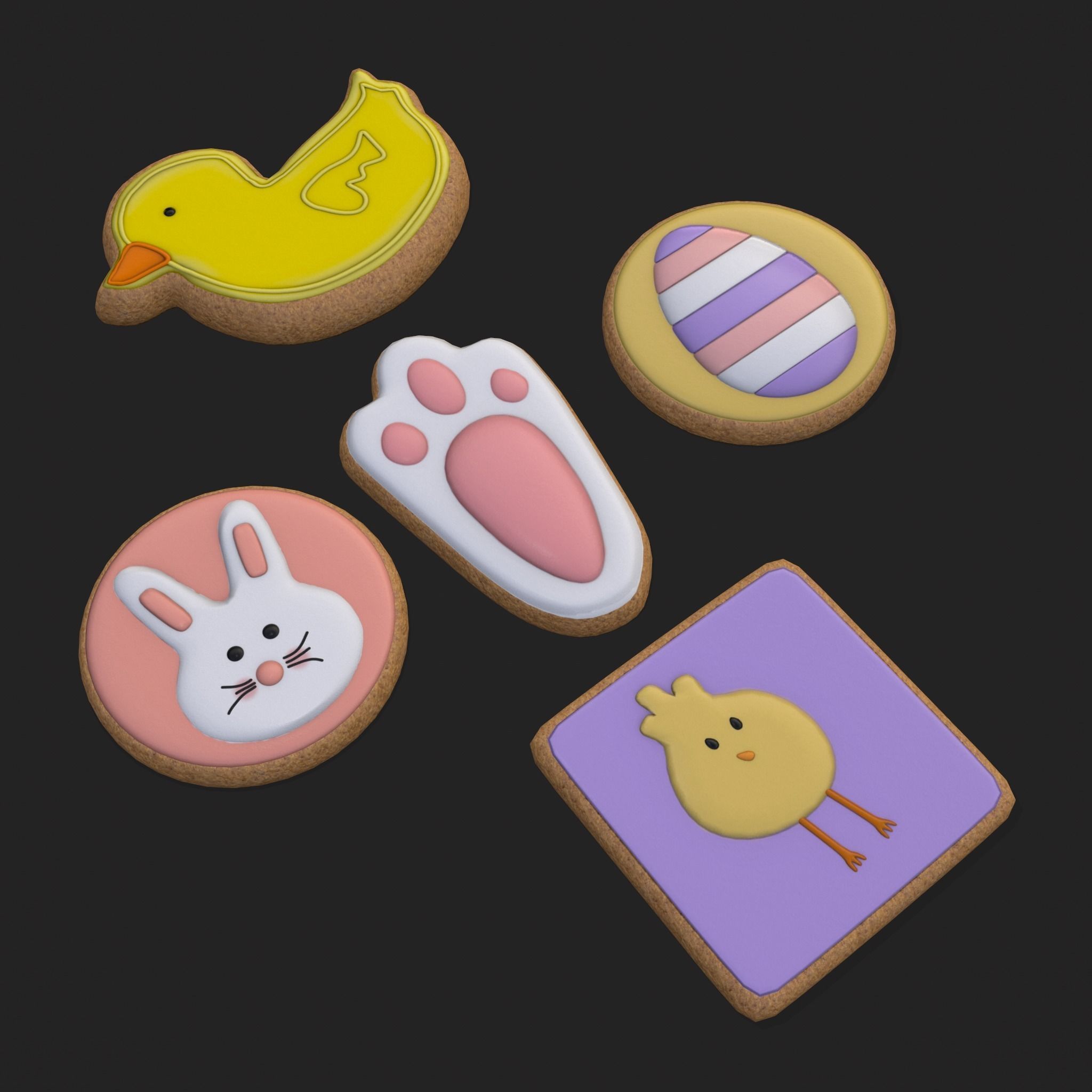 Easter Sugar Cookies Low-poly 3D model_27
