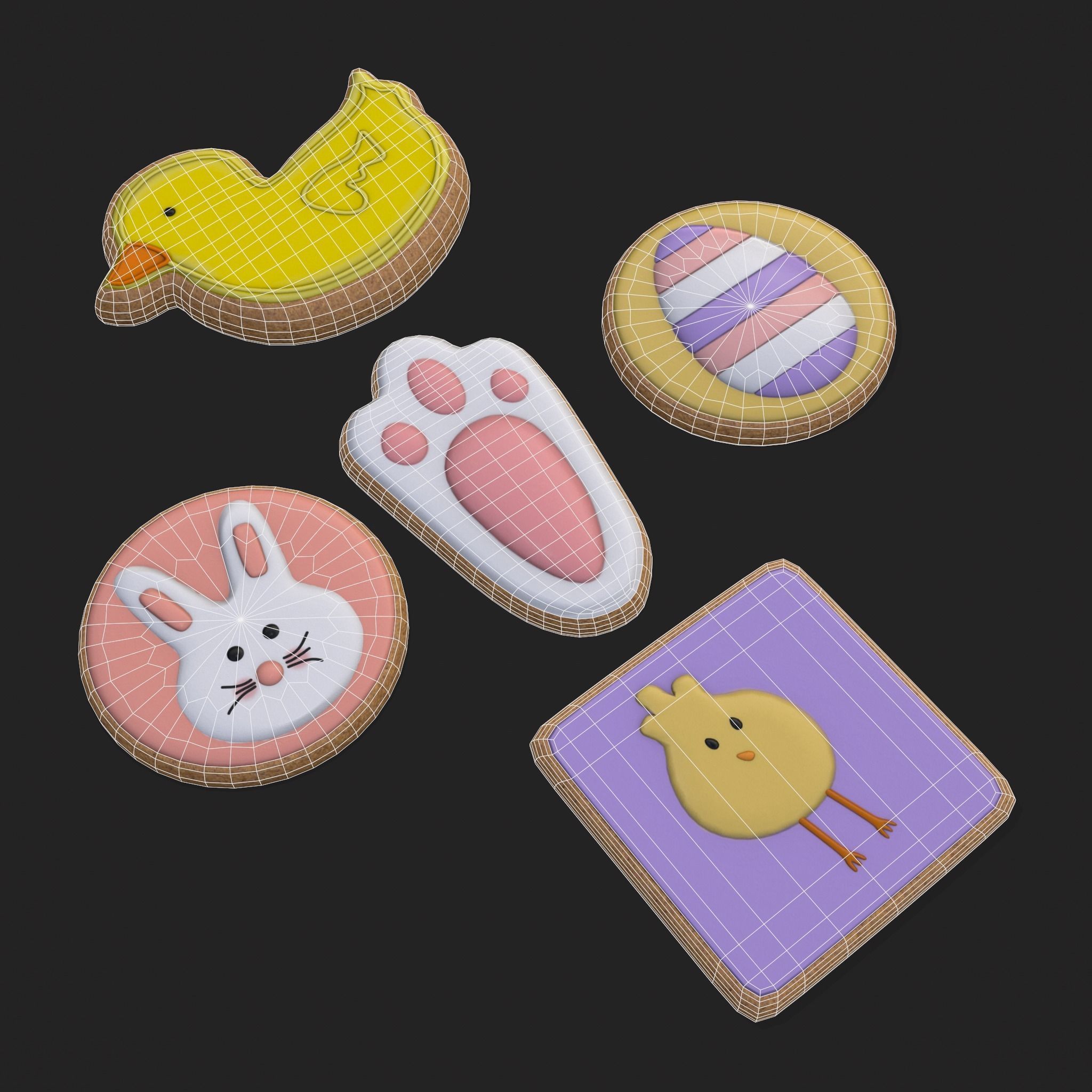 Easter Sugar Cookies Low-poly 3D model_28