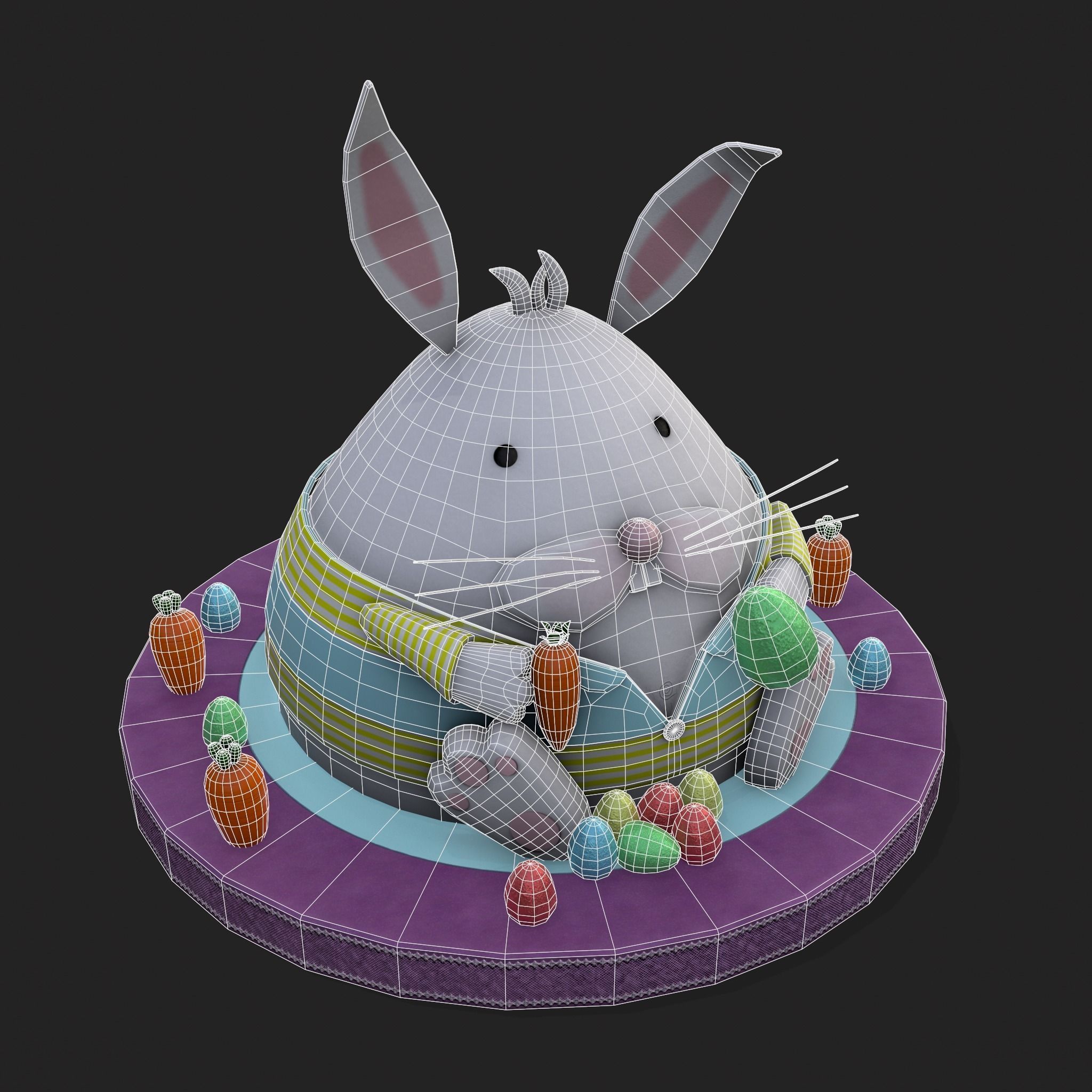 Plump Rabbit Cake Low-poly 3D model_22