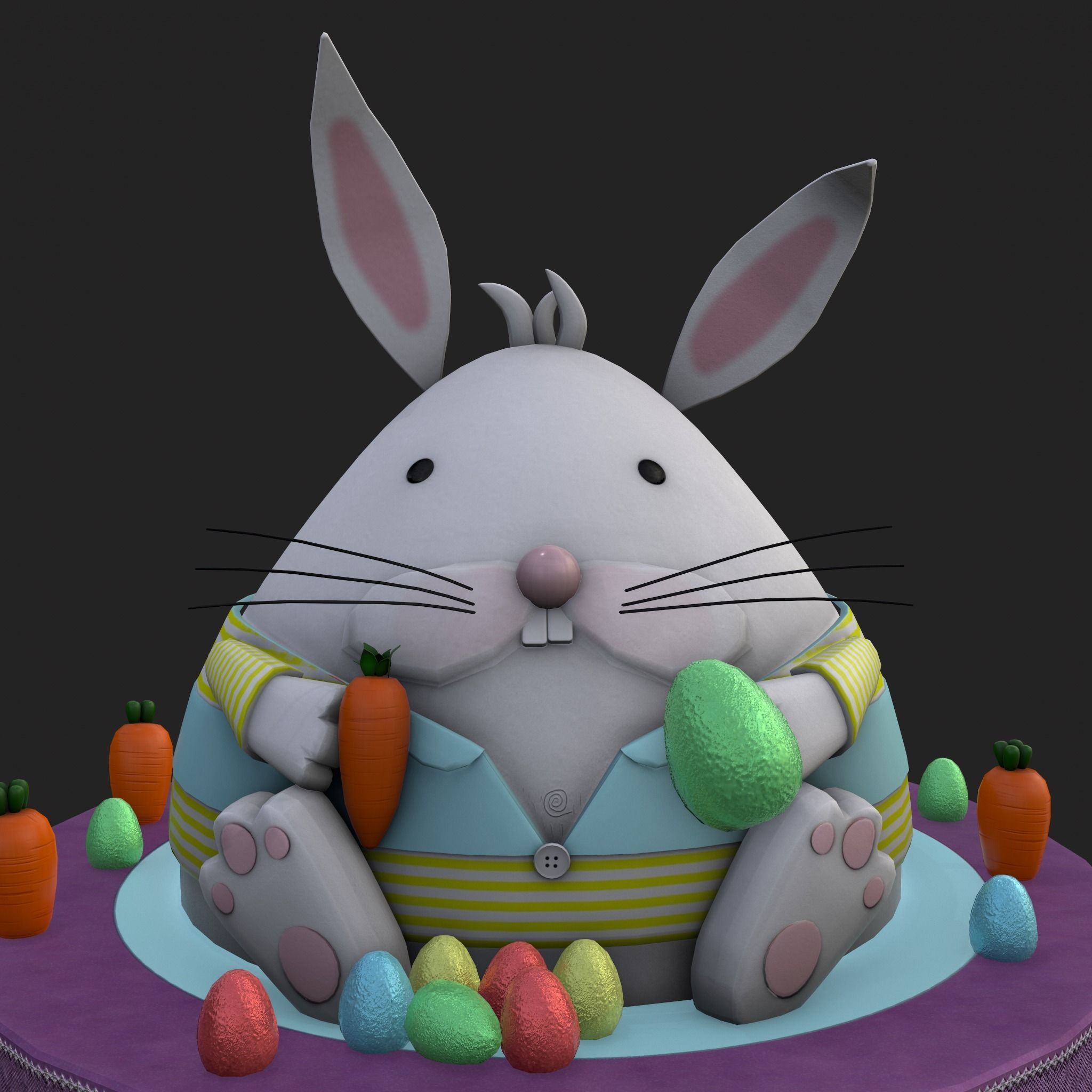 Plump Rabbit Cake Low-poly 3D model_13