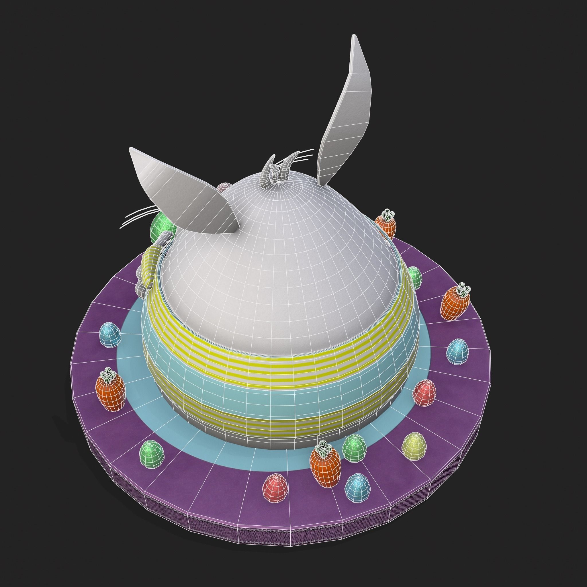 Plump Rabbit Cake Low-poly 3D model_12
