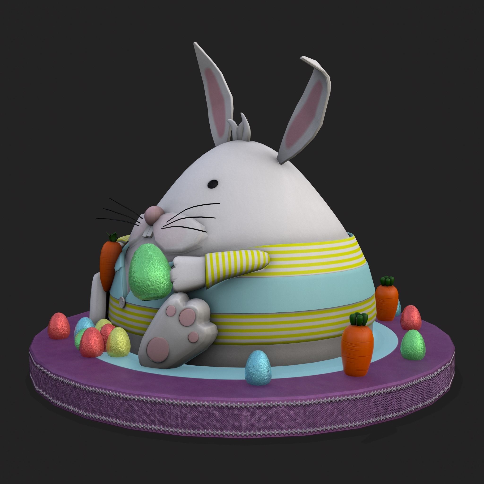 Plump Rabbit Cake Low-poly 3D model_3