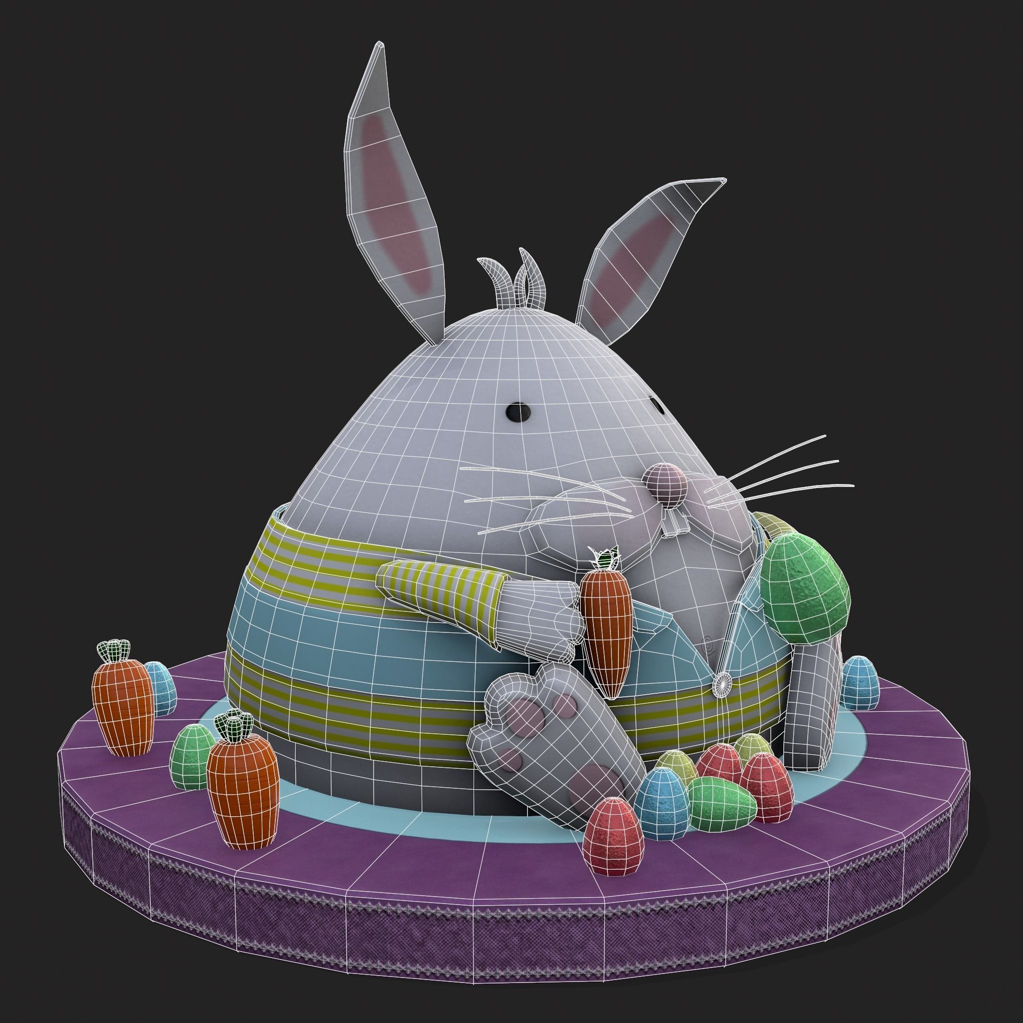Plump Rabbit Cake Low-poly 3D model_18