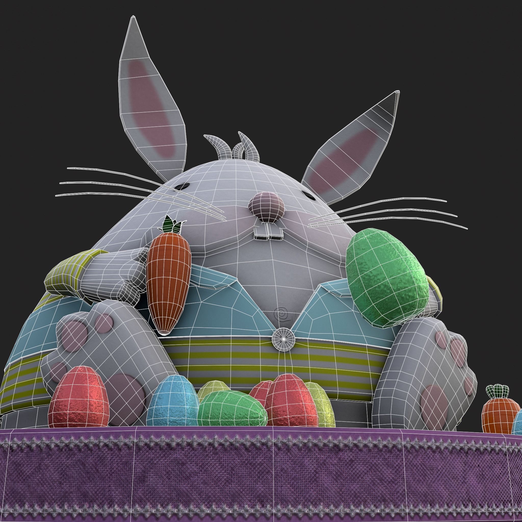 Plump Rabbit Cake Low-poly 3D model_8