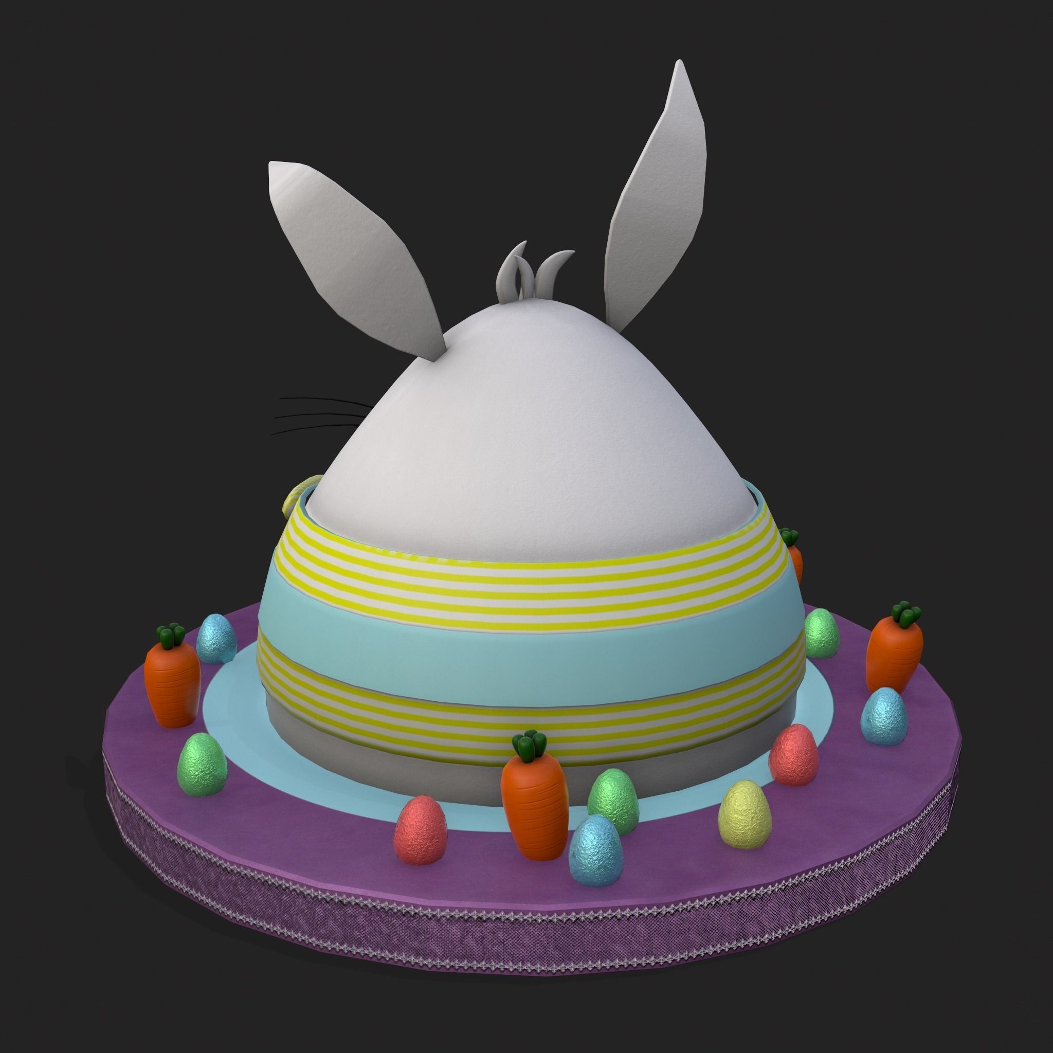 Plump Rabbit Cake Low-poly 3D model_5