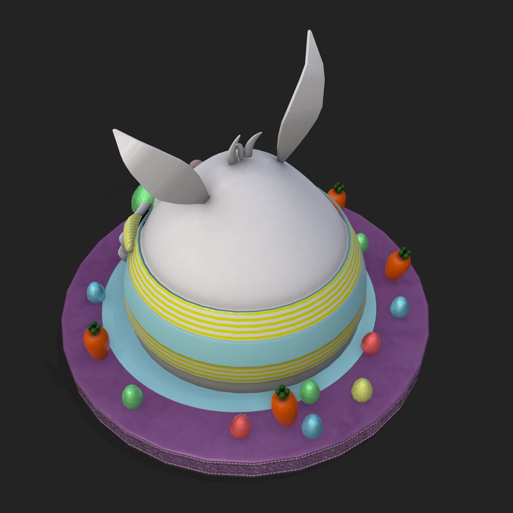 Plump Rabbit Cake Low-poly 3D model_11