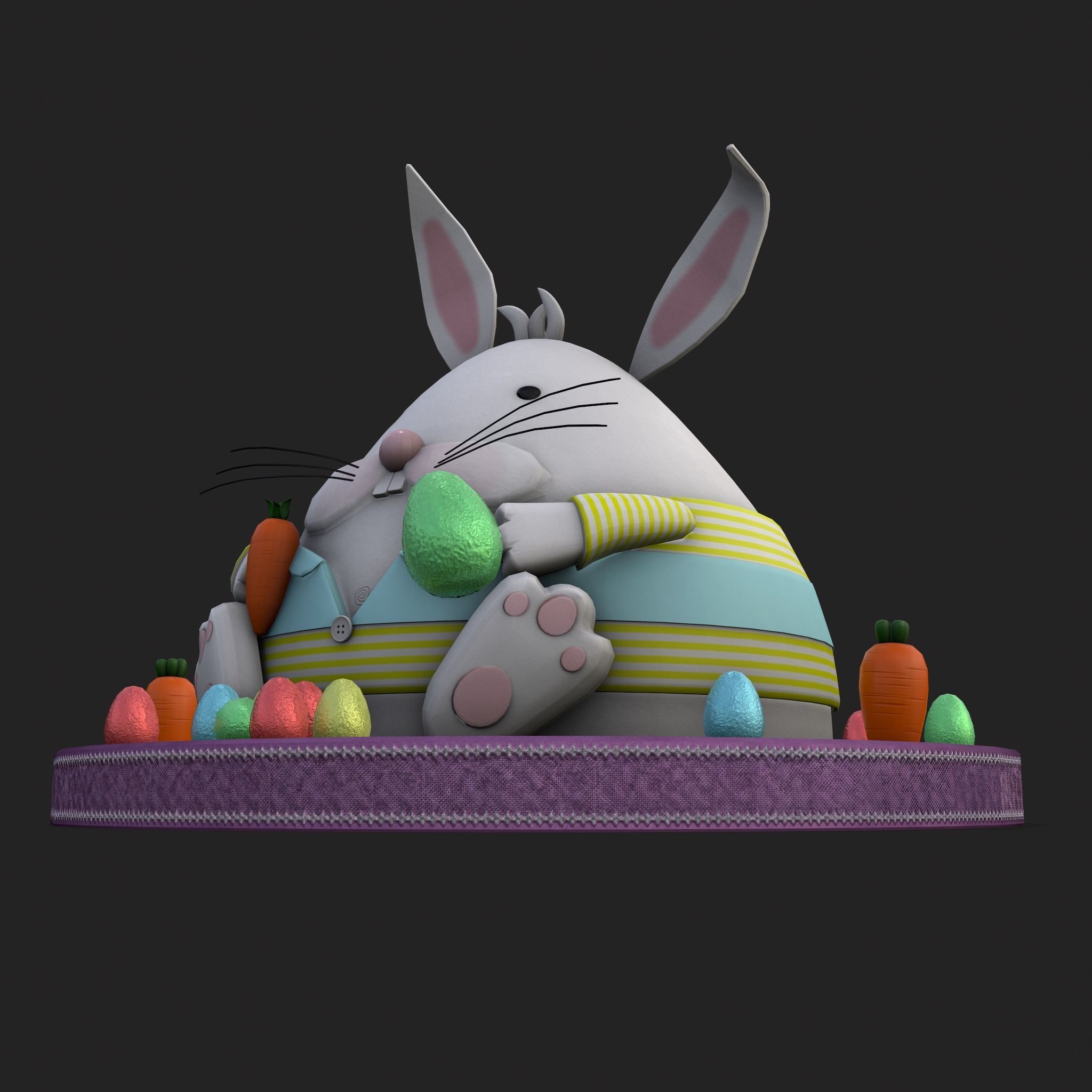 Plump Rabbit Cake Low-poly 3D model_19