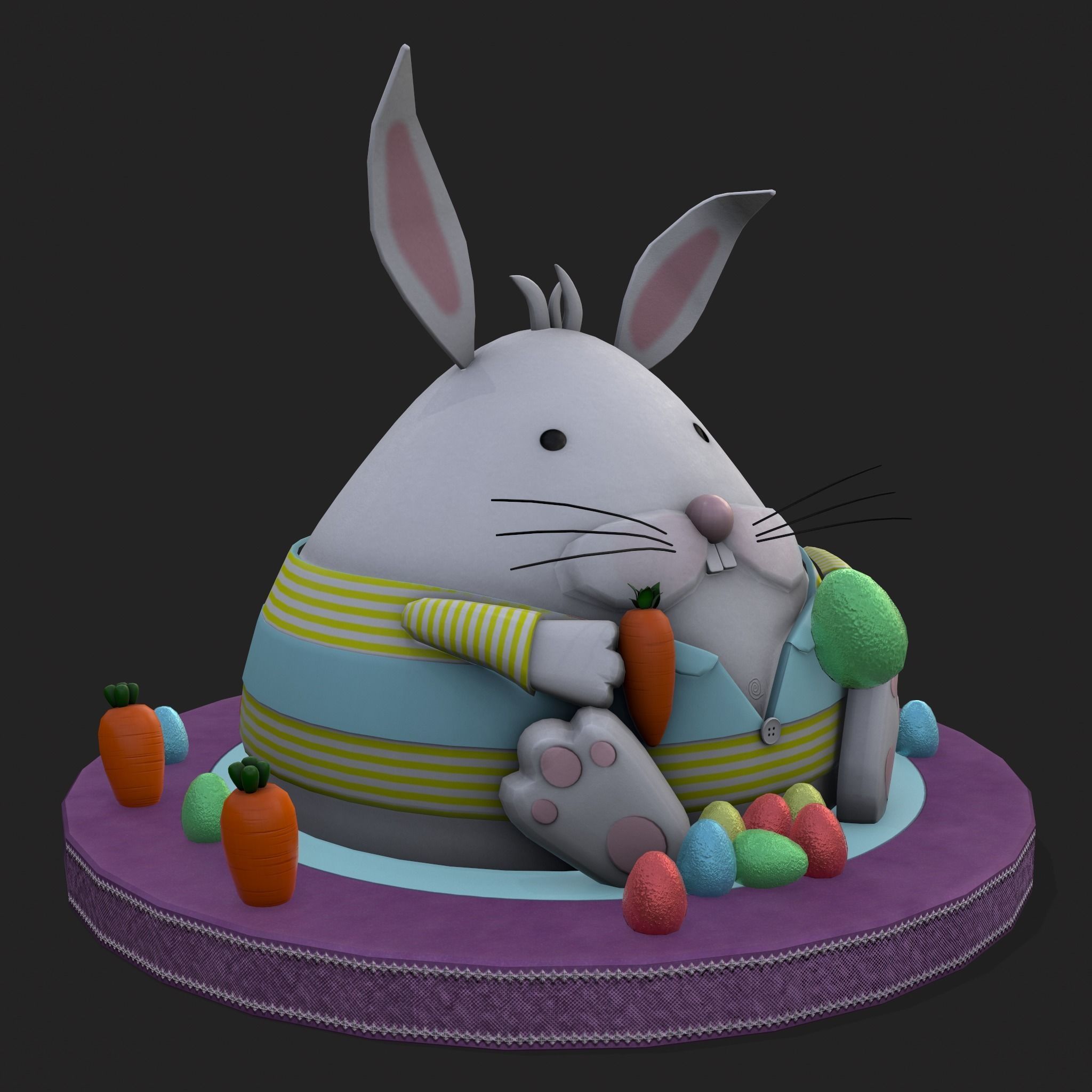 Plump Rabbit Cake Low-poly 3D model_17