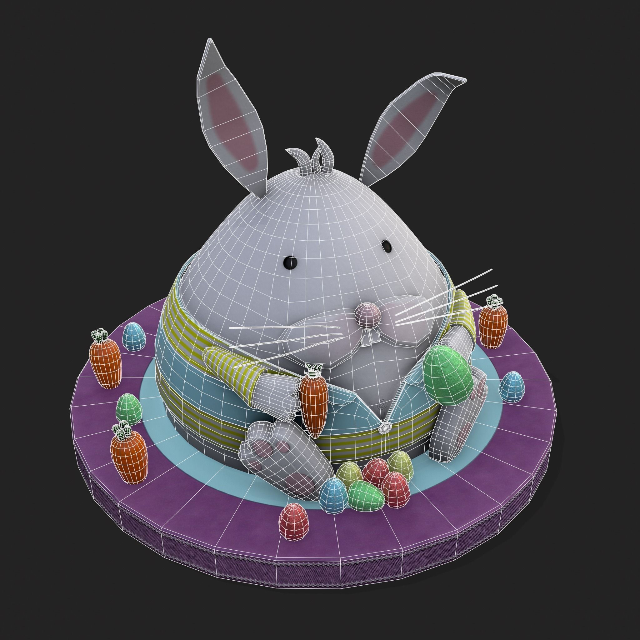 Plump Rabbit Cake Low-poly 3D model_2