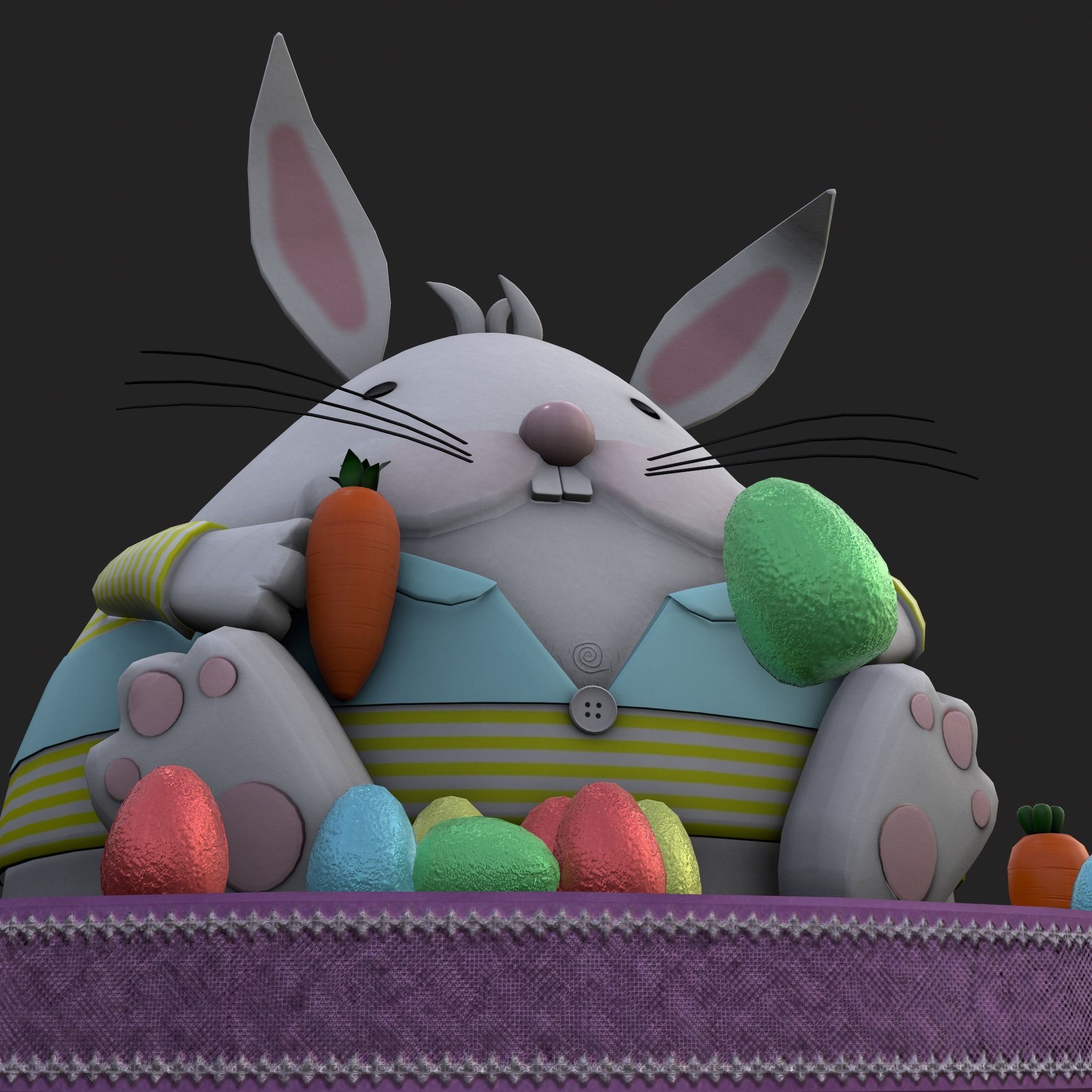 Plump Rabbit Cake Low-poly 3D model_7