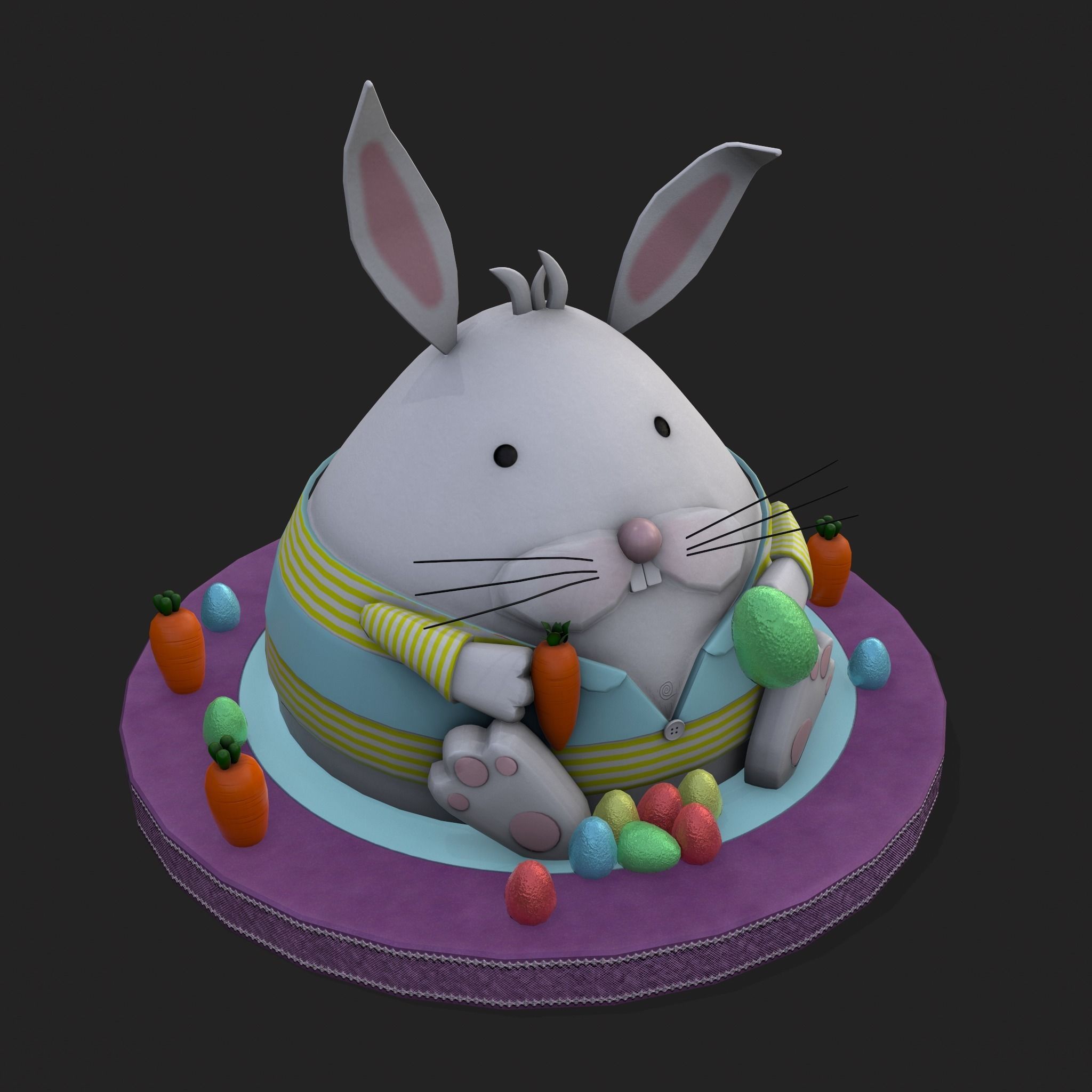 Plump Rabbit Cake Low-poly 3D model_21