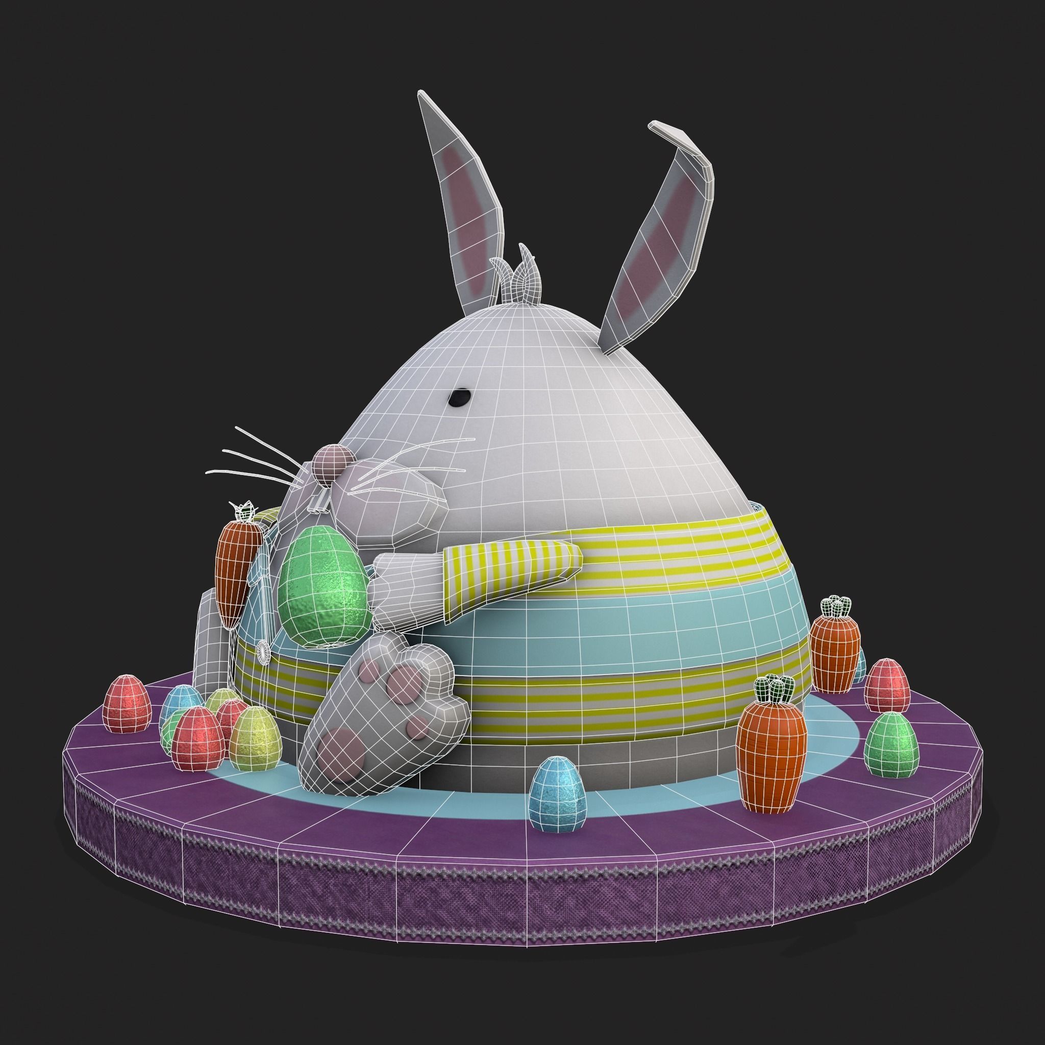 Plump Rabbit Cake Low-poly 3D model_4