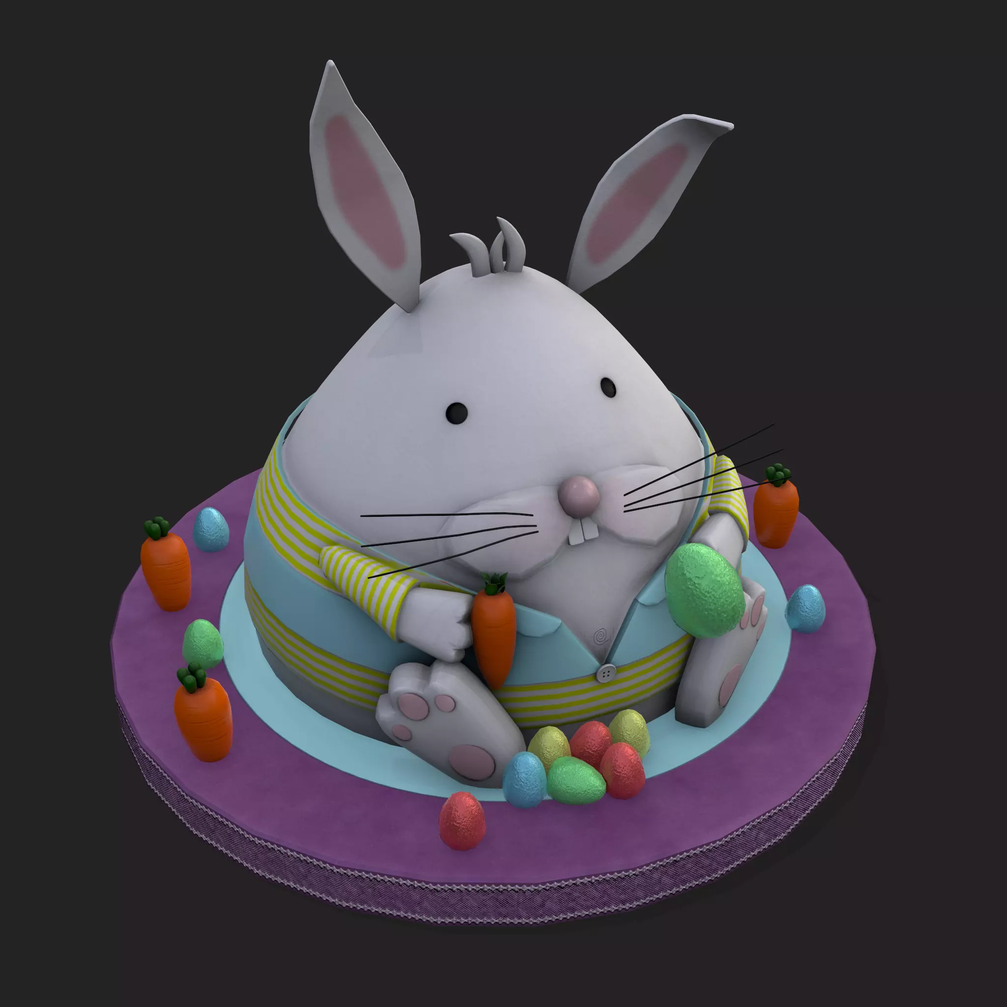 Plump Rabbit Cake Low-poly 3D model_0