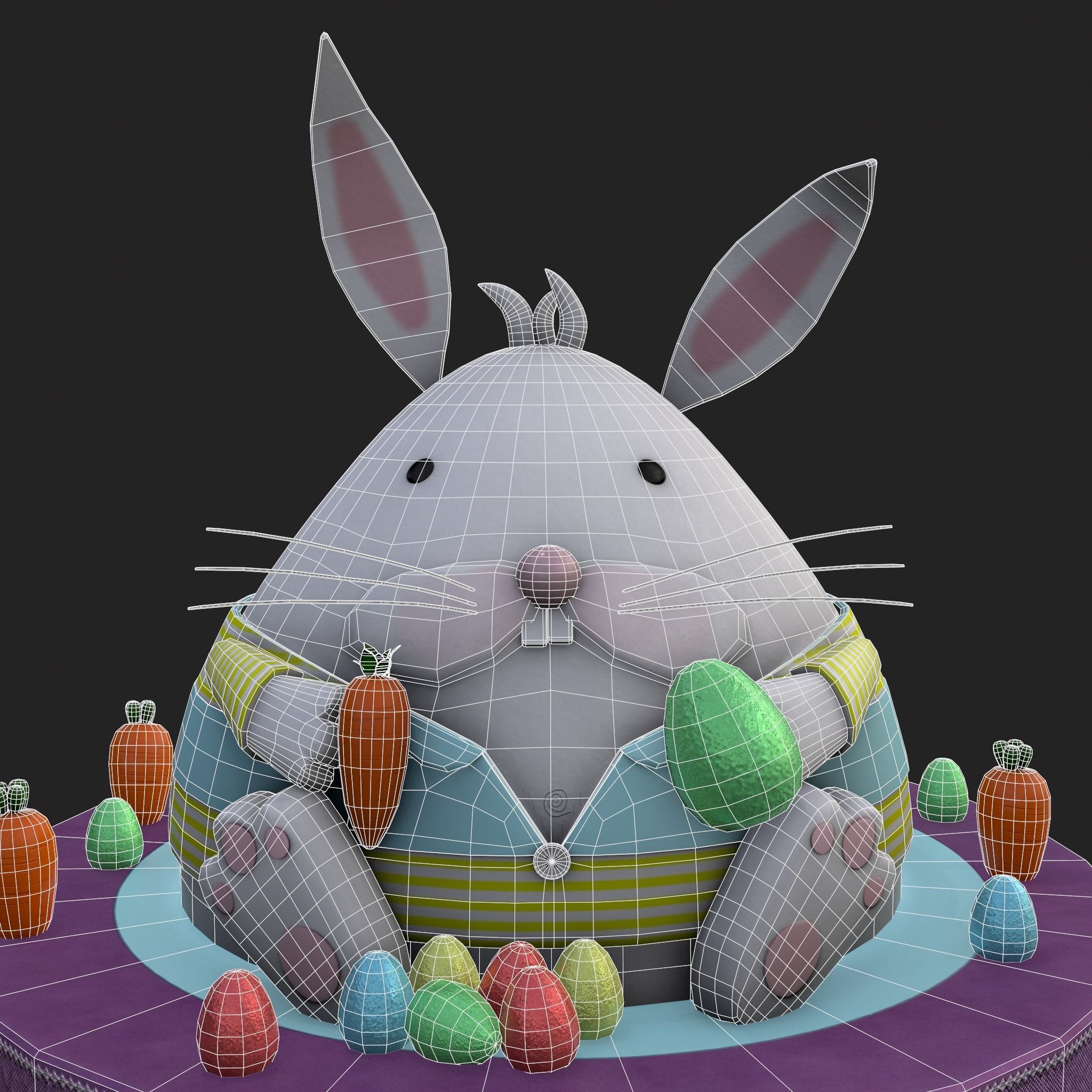 Plump Rabbit Cake Low-poly 3D model_14