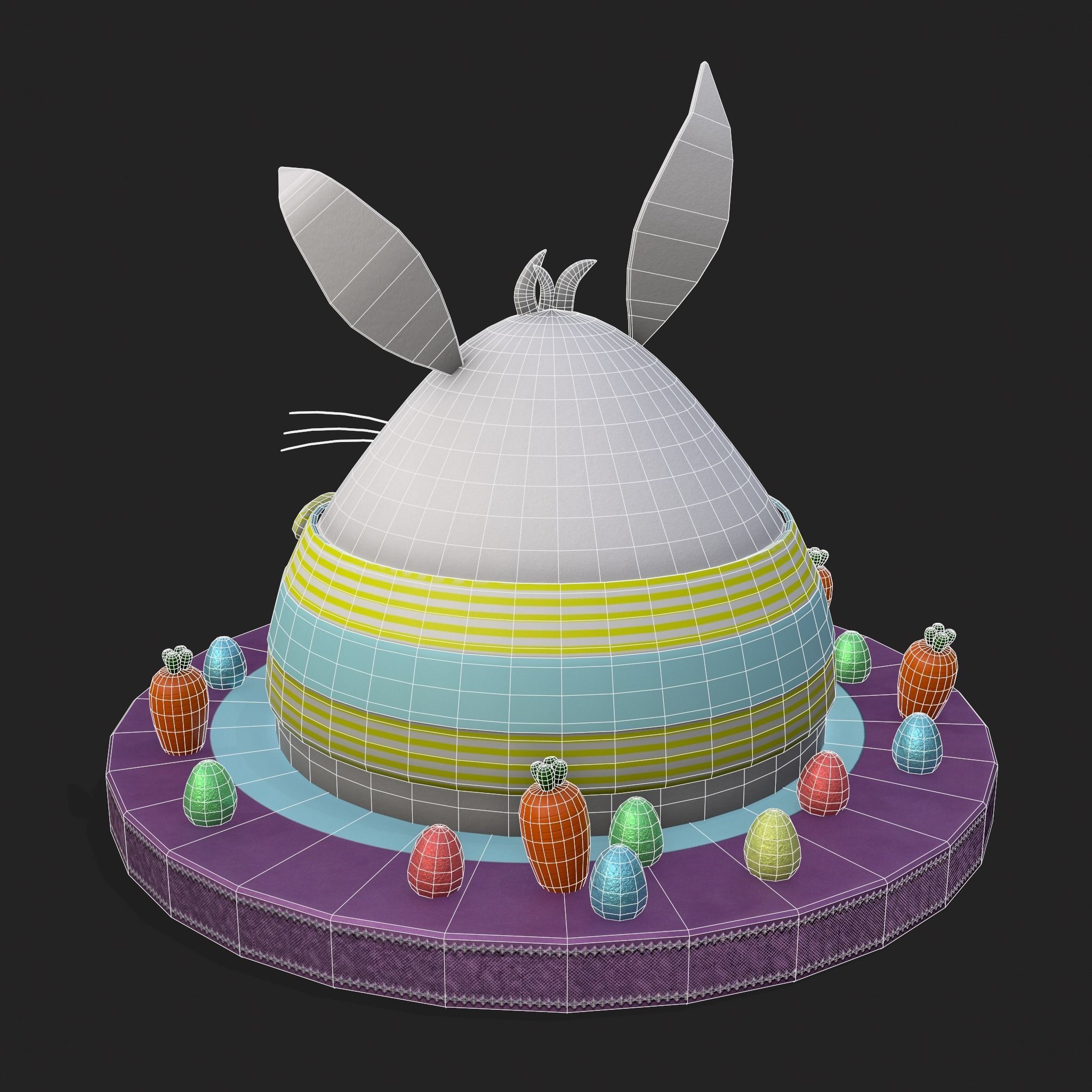 Plump Rabbit Cake Low-poly 3D model_6