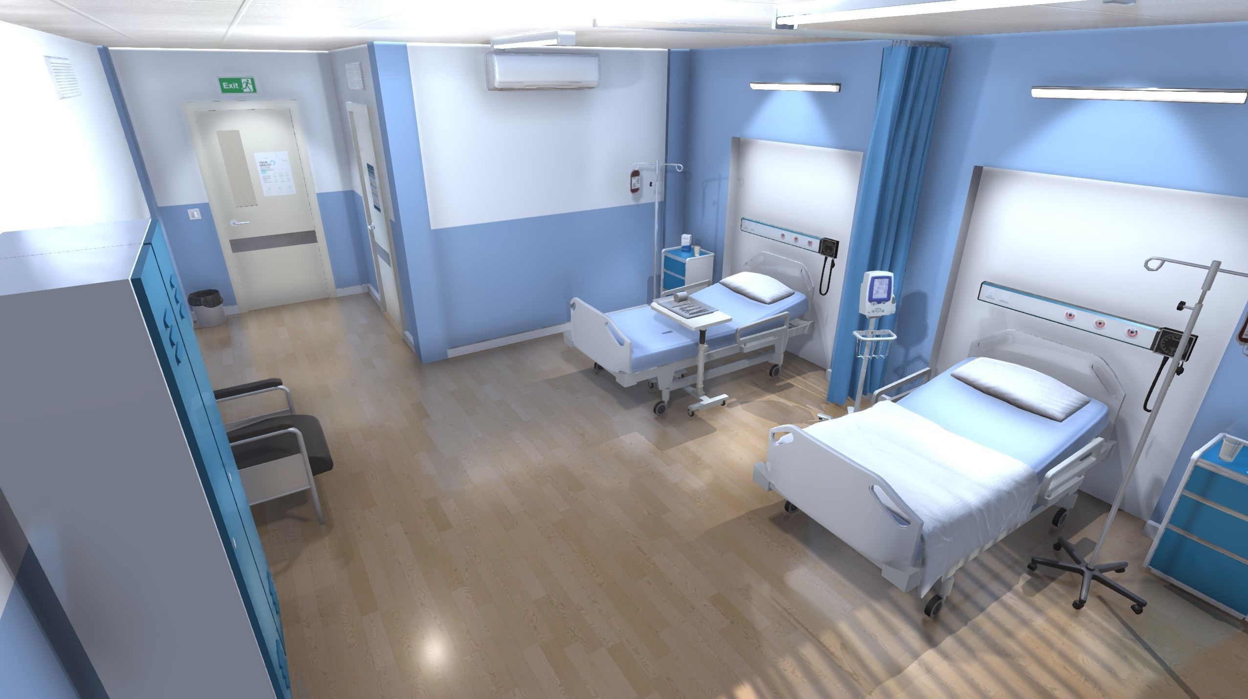 Hospital Room 2 Low-poly 3D model_8