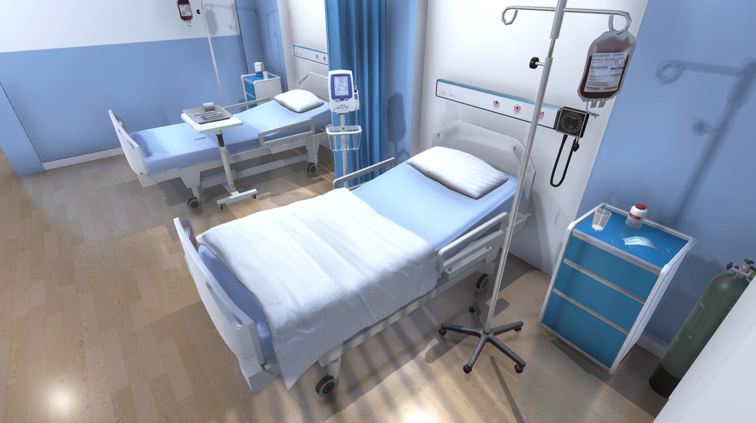 Hospital Room 2 Low-poly 3D model_3