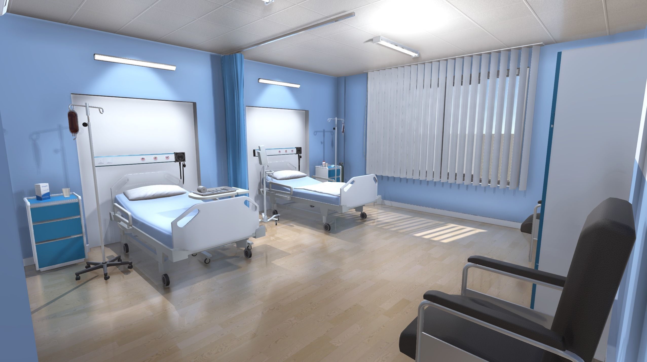 Hospital Room 2 Low-poly 3D model_6