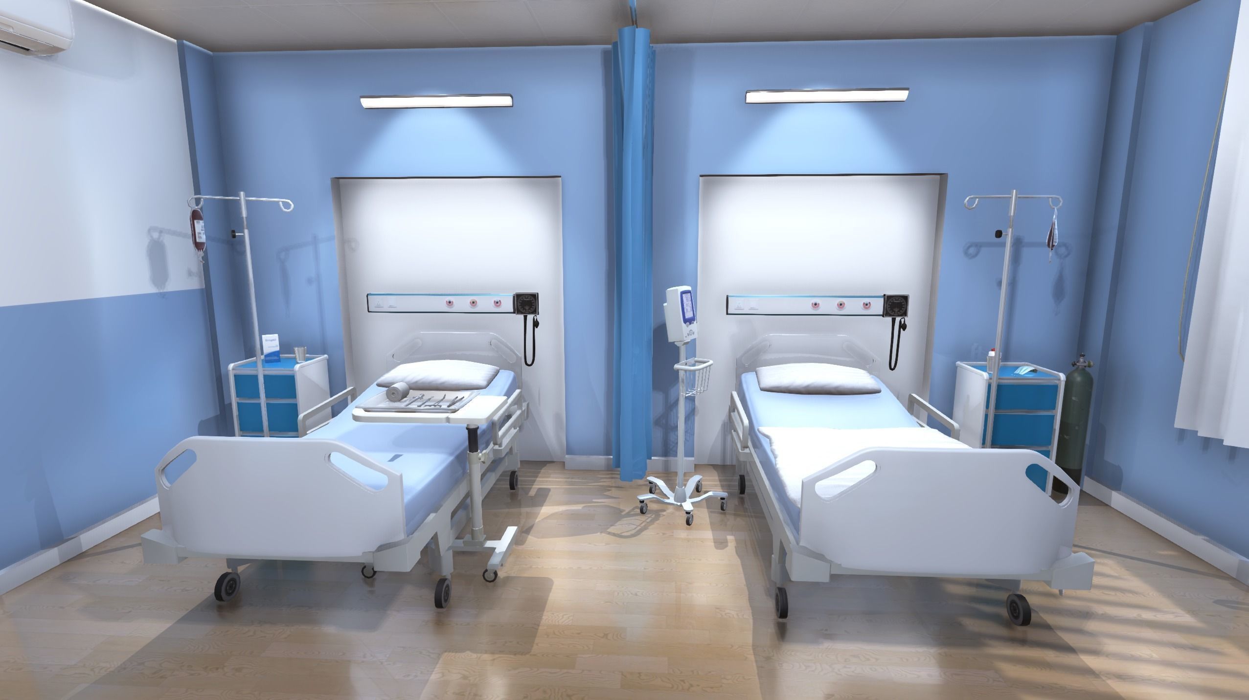 Hospital Room 2 Low-poly 3D model_2