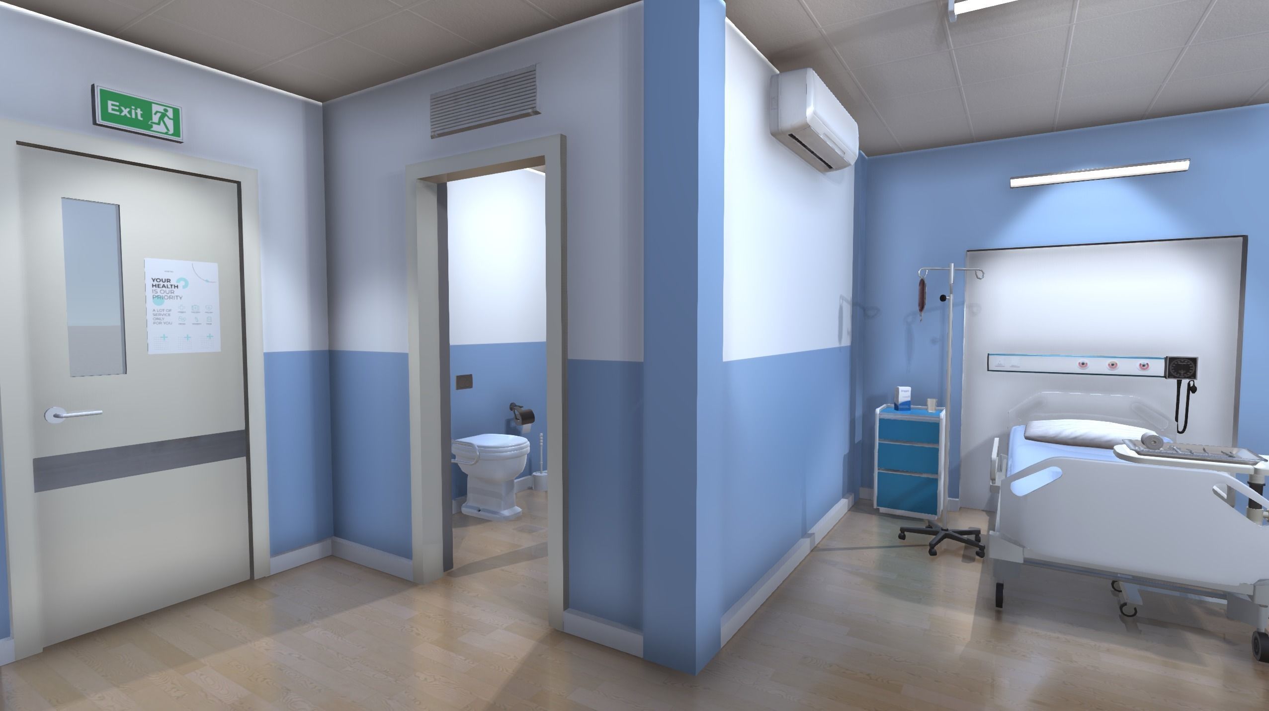 Hospital Room 2 Low-poly 3D model_10