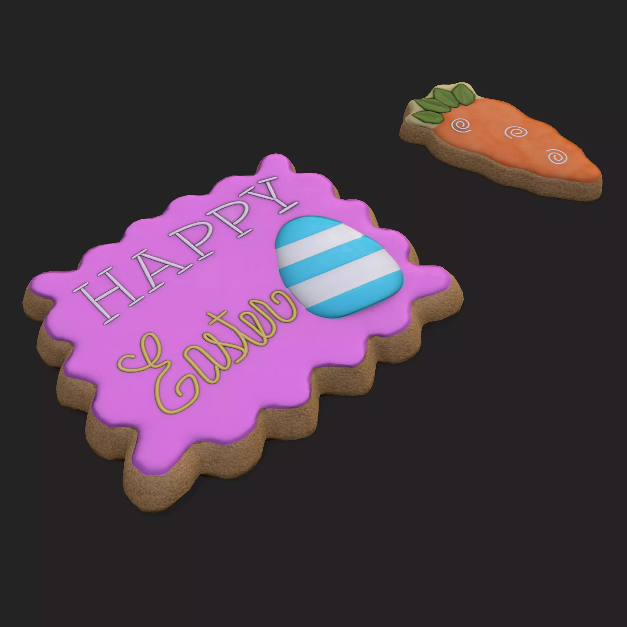 Happy Easter Cookies Low-poly 3D model_0