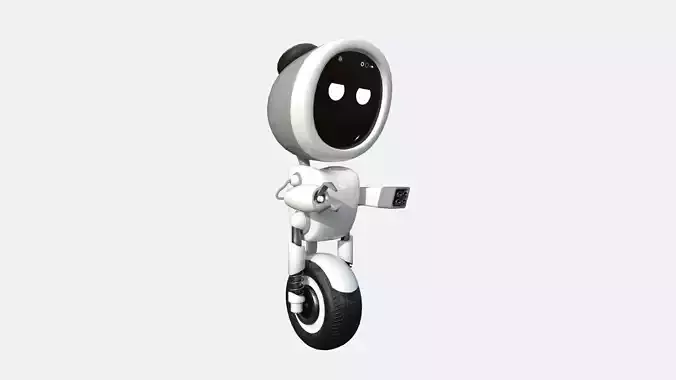 Wheel Robot H02 White - SciFi Character Design Low-poly 3D model