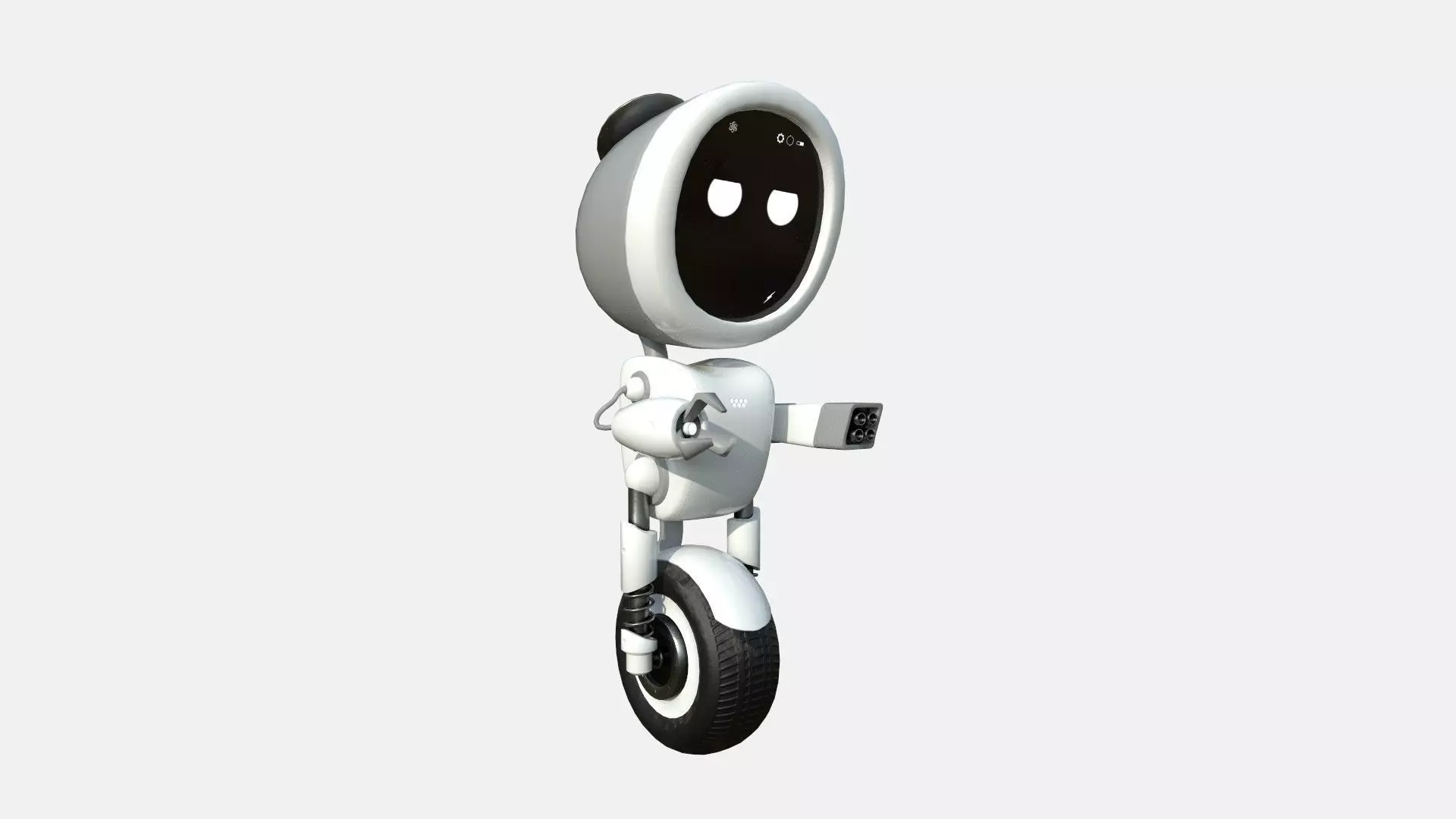 Wheel Robot H02 White - SciFi Character Design Low-poly 3D model_0