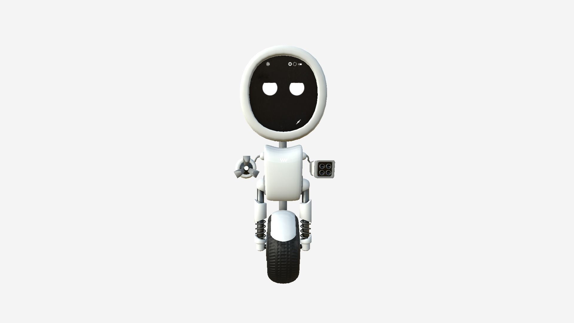 Wheel Robot H02 White - SciFi Character Design Low-poly 3D model_1