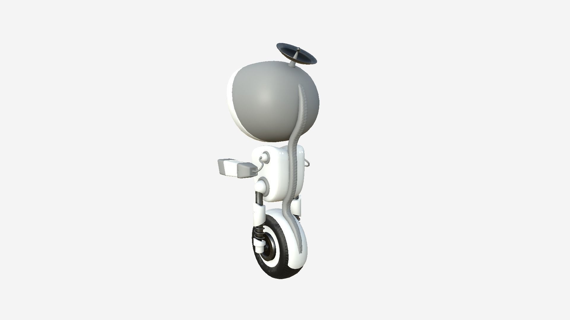 Wheel Robot H02 White - SciFi Character Design Low-poly 3D model_2
