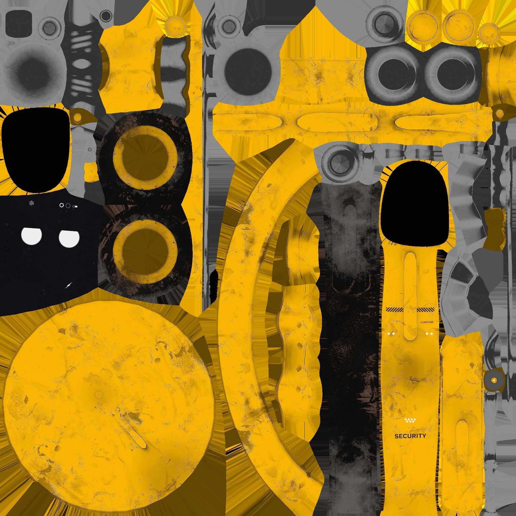 Wheel Robot H03 Yellow - SciFi Character Design Low-poly 3D model_21